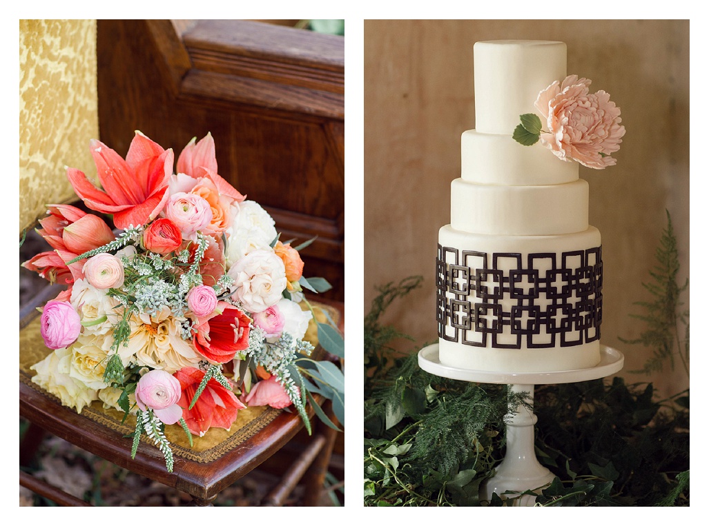 Interlocked styled wedding cake and florals.jpg