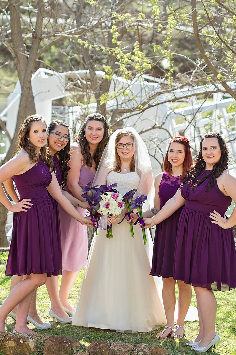 The Bride and her girls in purple dresses.jpg