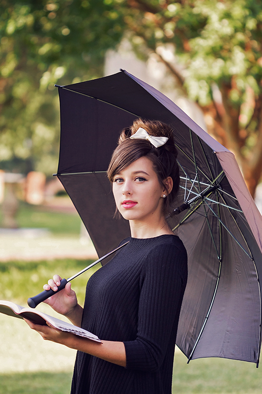 Audrey Hepburn  styled session girl under umbrella.jpg