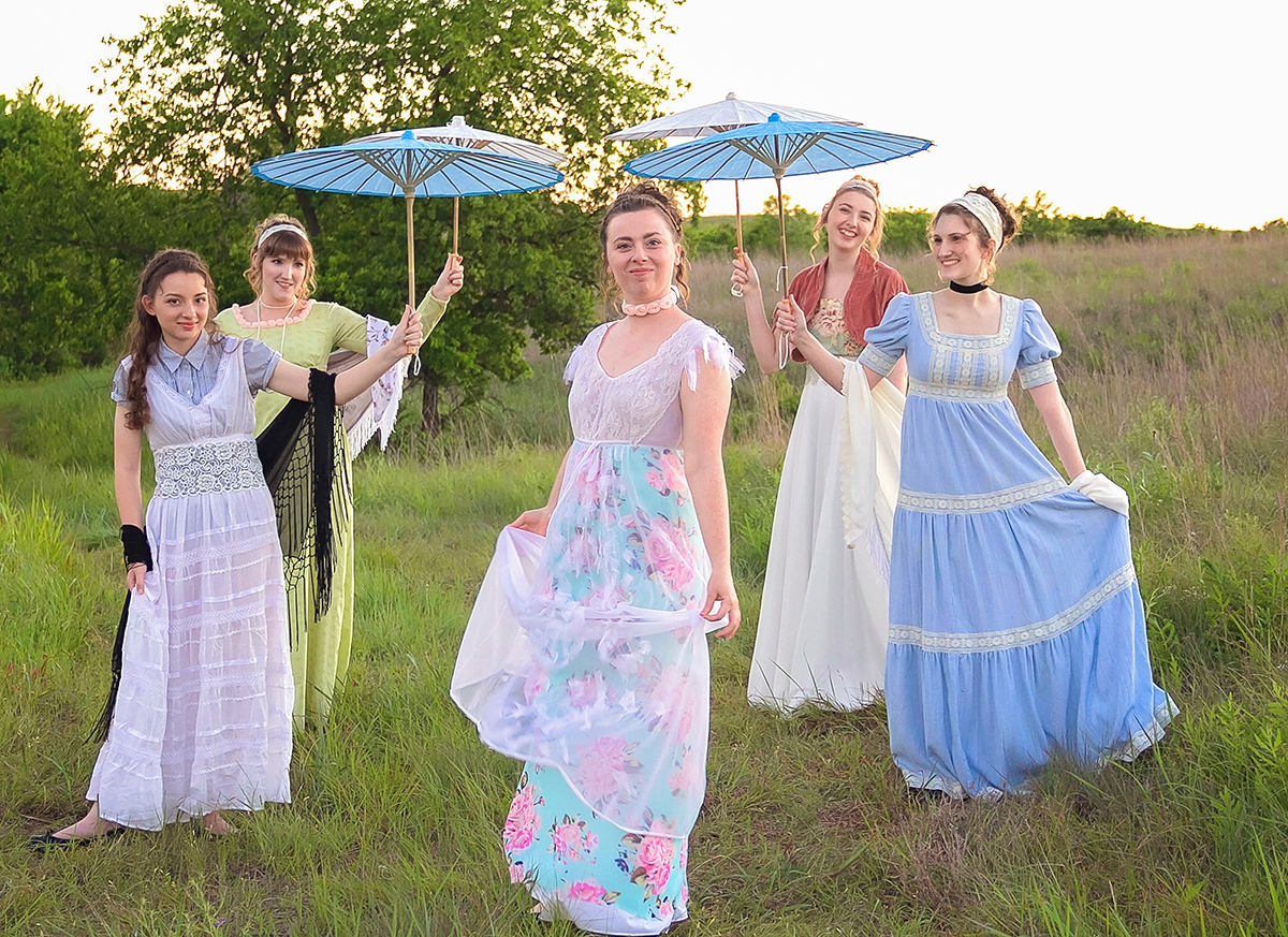 Jane Austen Inspired Shoot at Fort Sill, Oklahoma, The Bennet Sisters may I have this dance under parasols.jpg