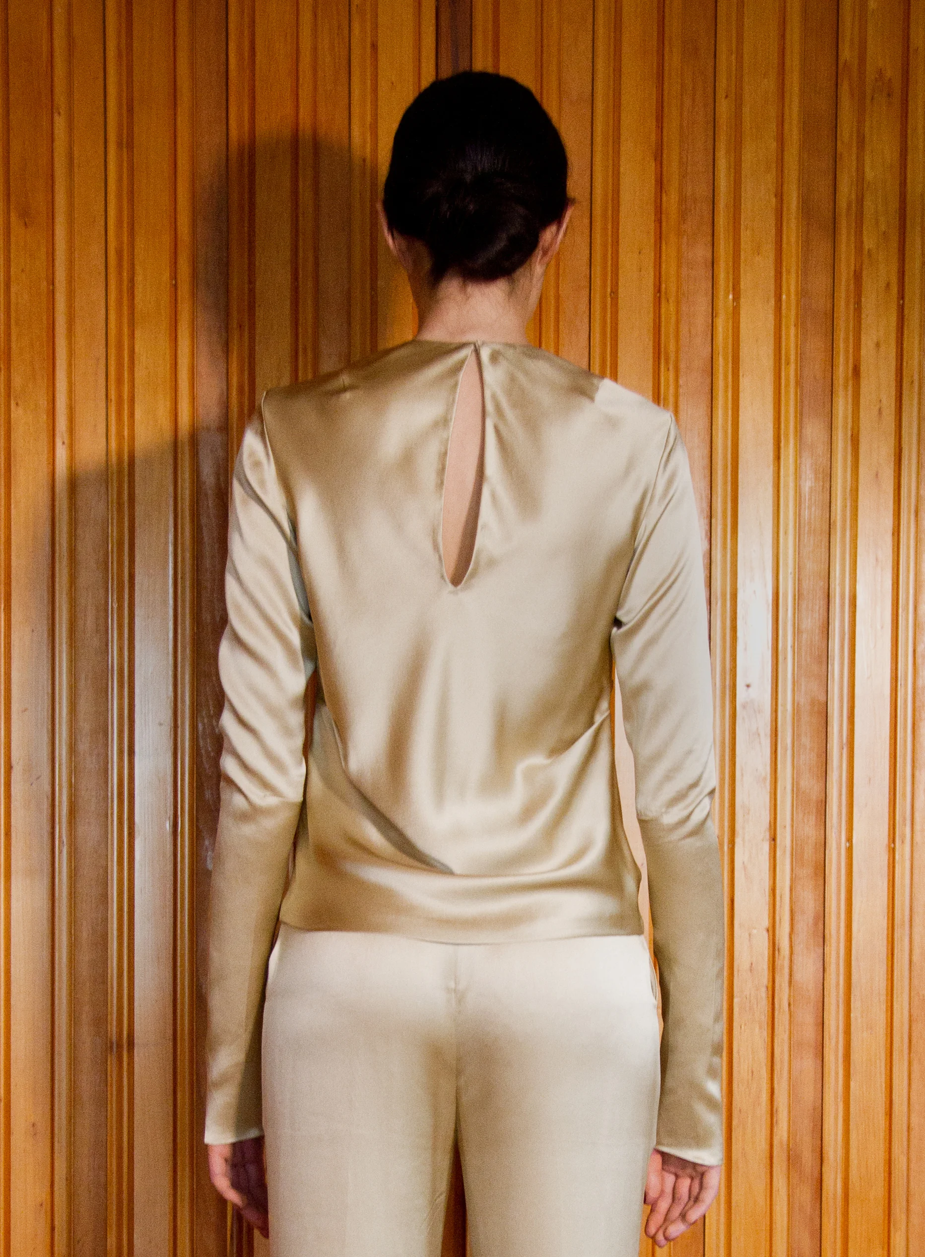 satin silk top back view