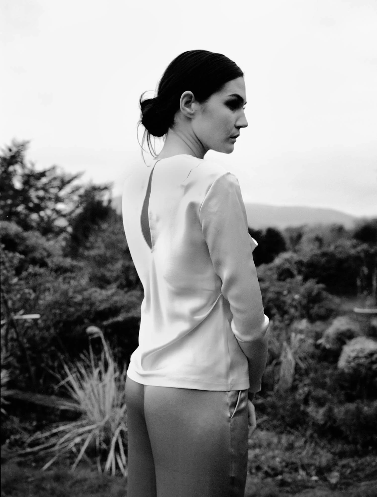 cream satin silk top