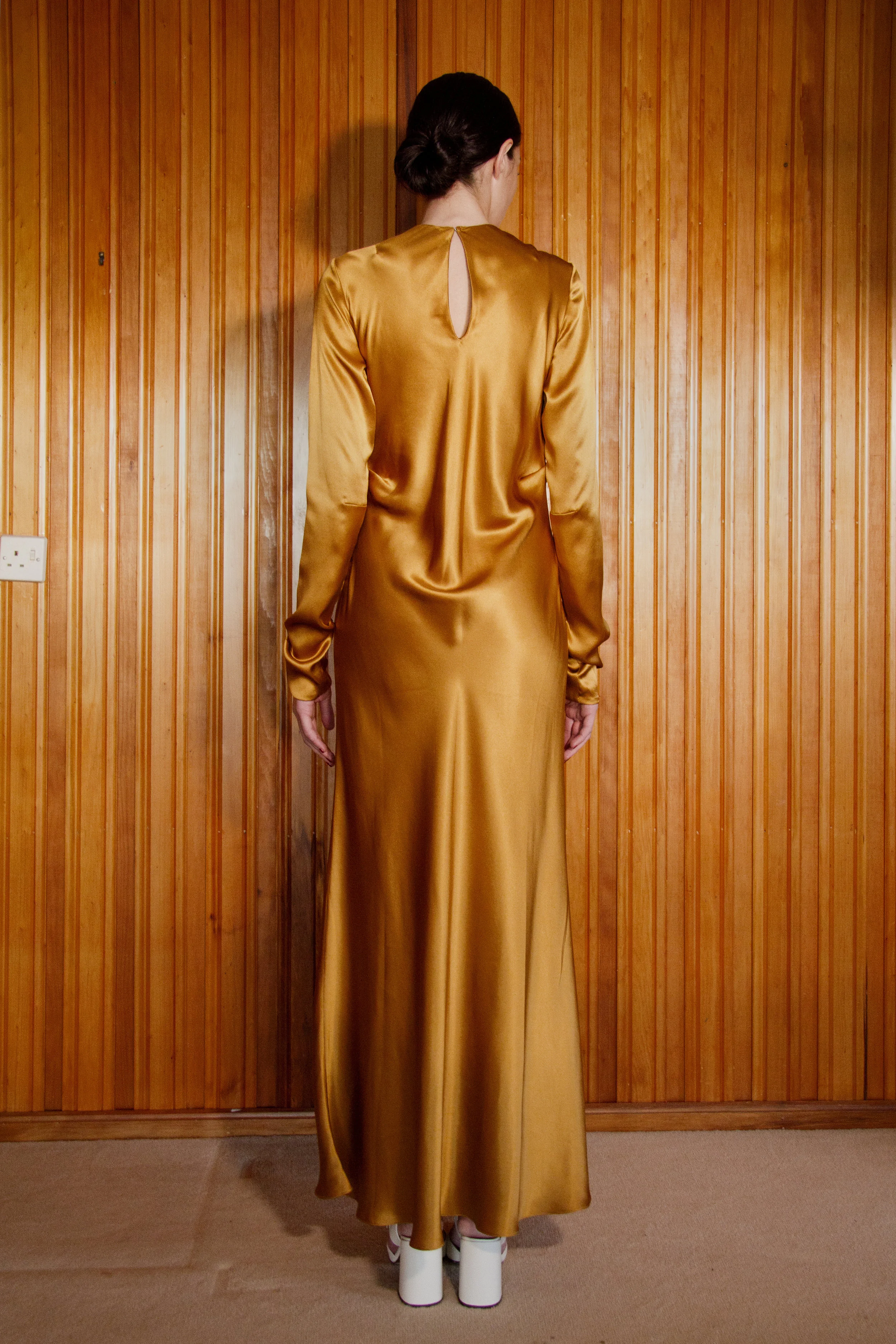 satin silk bias-cut dress