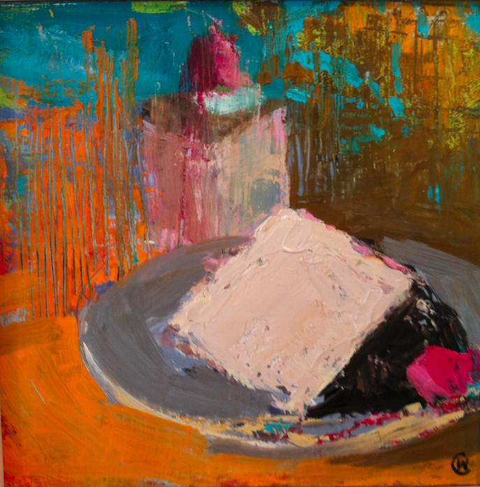 Cake, Oil on board, 8"x8", SOLD