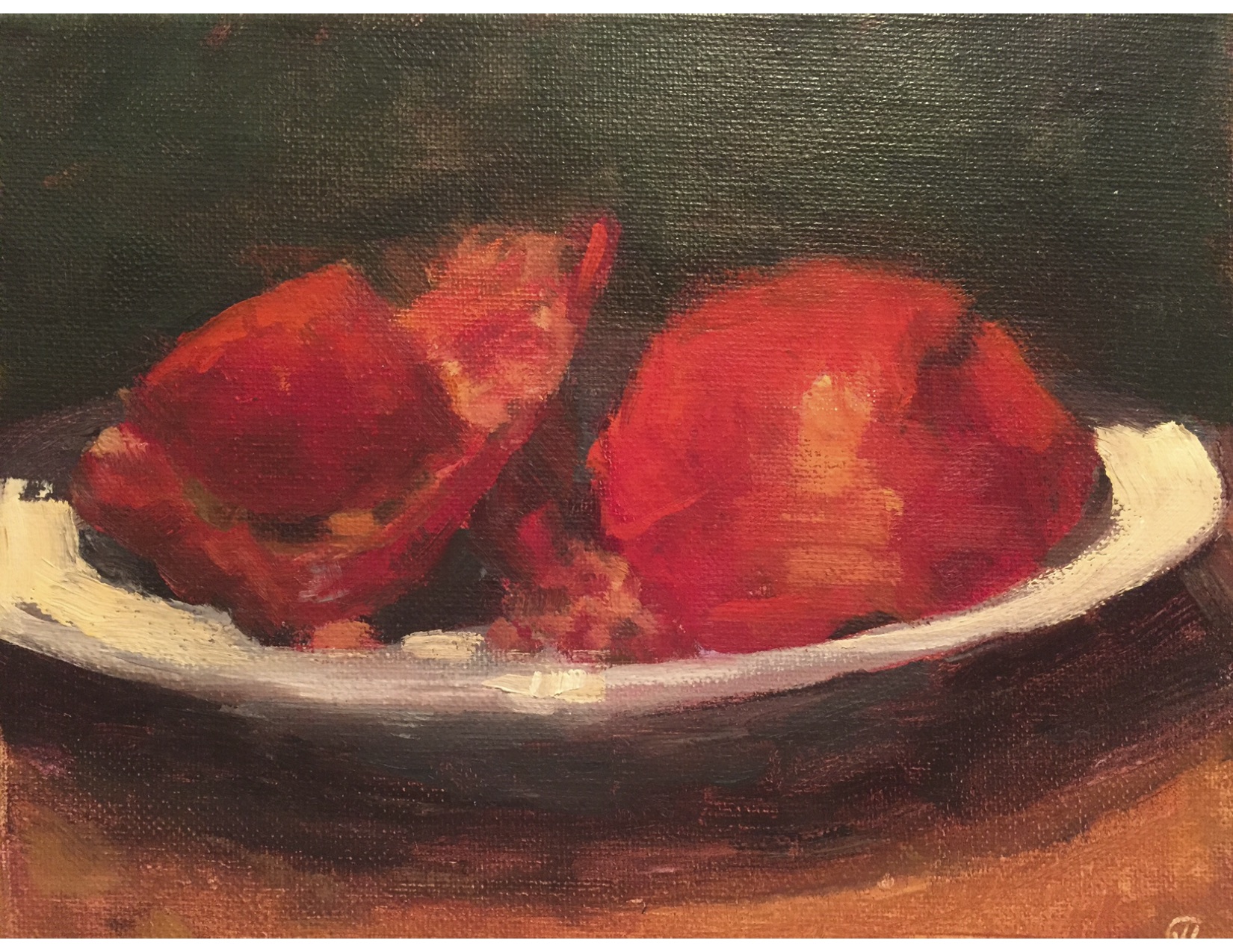 Pomegranate, Oil on canvas, 8"x10" collection of the artist NFS