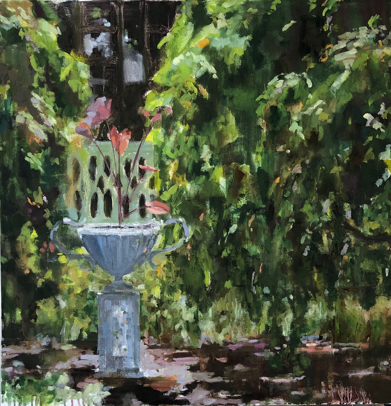 Garden Urn, Oil on canvas, 24"x24" SOLD