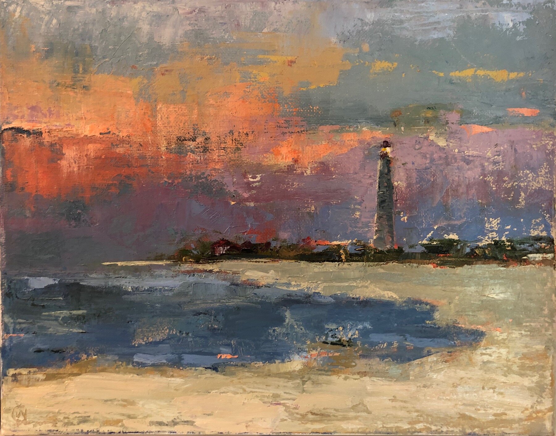 Cape May Lighthouse, Oil on canvas, 14"x11", SOLD