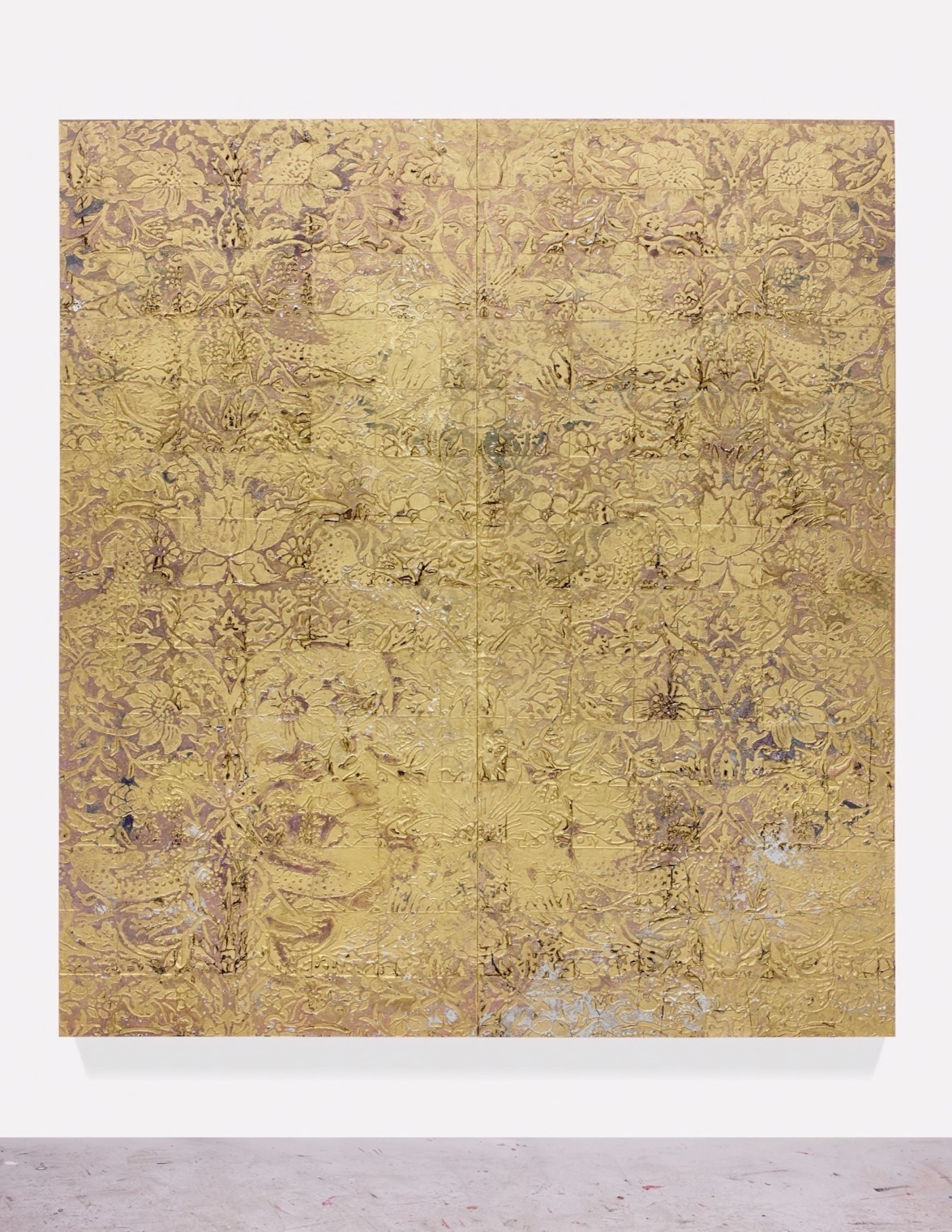 HUGO MCCLOUD golden wings fly low, 2016 aluminum foil, aluminum coating and oil paint on tar paper © Hugo McCloud, courtesy Sean Kelly, New York