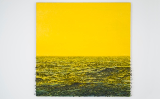 Yoan Capote, Isla (Futuro Luminoso), 2016 Oil, nails, and fish hooks on linen mountedon panel ©Yoan Capote. Courtesy of the artist and Jack Shainman Gallery, New York.