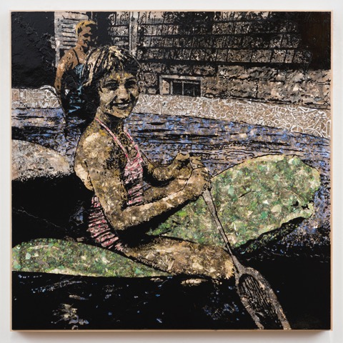 Jane Hammond, Paddler, 2016 Acrylic paint on mica over Plexiglass with silver, gold, copper and palladium leaf © Jane Hammond, Courtesy Galerie Lelong, New York.