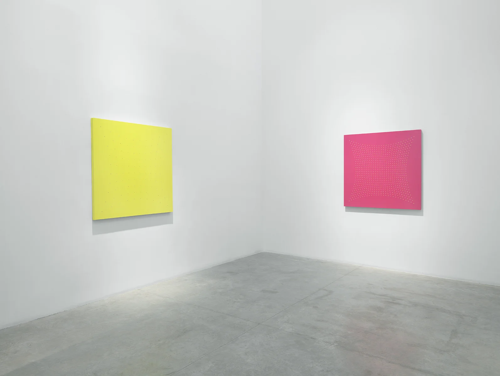 Many Moments - Acid Green and Galla Placidia - Pink, 2005 Oil on linen, Courtesy of Christopher Burke Studio