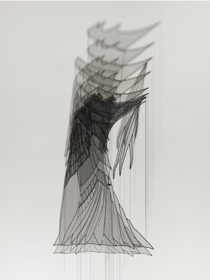 Afruz Amighi. Headdress for an Empress, 2017. Steel, fibreglass mesh, chain, light, 46 x 28 x 14 in (117 x 71 x 36 cm). Photograph: Studio Suarez. Copyright 2017. Courtesy of Leila Heller Gallery.
