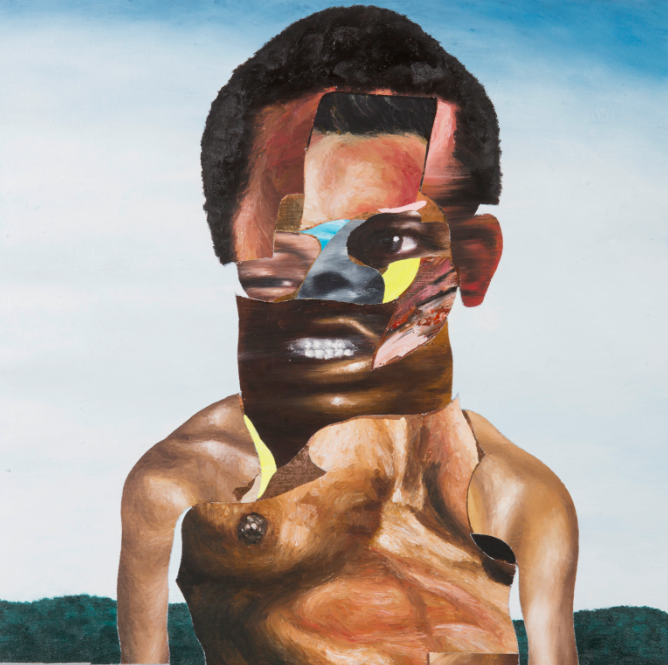 D, 2018, Oil paint, paint stick, oil pastel, gouache on linen canvas 20 × 20 inches (51 × 51 cm)