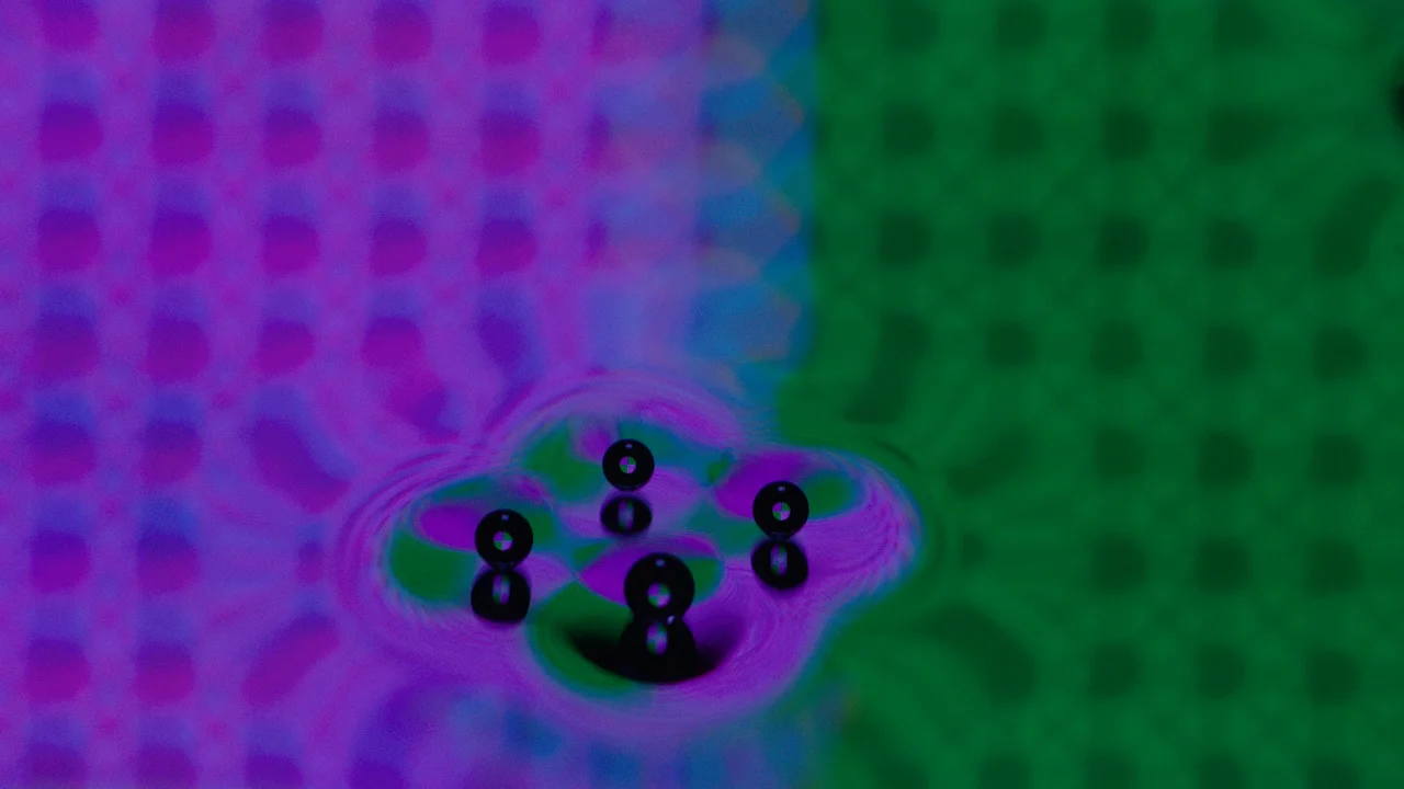 Tauba Auerbach, Still from Pilot Wave Induction III, single-channel HD video; 16:10, color, sound; duration: 9’03” (looped), dimensions variable, filmed with Rafe Scobey-Thal, sound by Greg Fox.