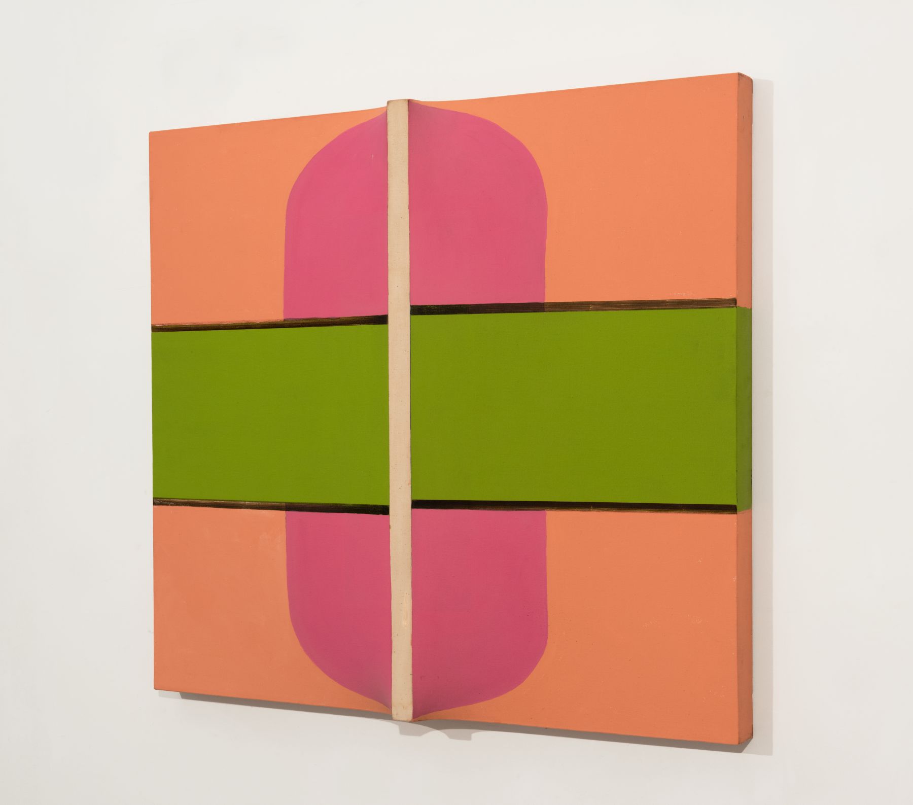Sven Lukin (b. 1934) Untitled L#7, 1963 Oil on canvas constuction, 39 (H) x 43 1/2 (W) x 4 1/2 (D) inches Signed and dated on canvas overlap verso: "Sven Lukin 1963"
