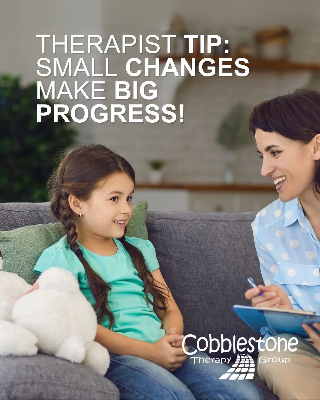 Therapist Tip: Small changes make big progress!

Encourage your child to practice therapy skills at home for just 10 minutes a day, it&rsquo;s consistency that counts. 💪

#TherapyTips #ChildDevelopment #speechtherapy #CobblestoneTherapy #ParentSuppo