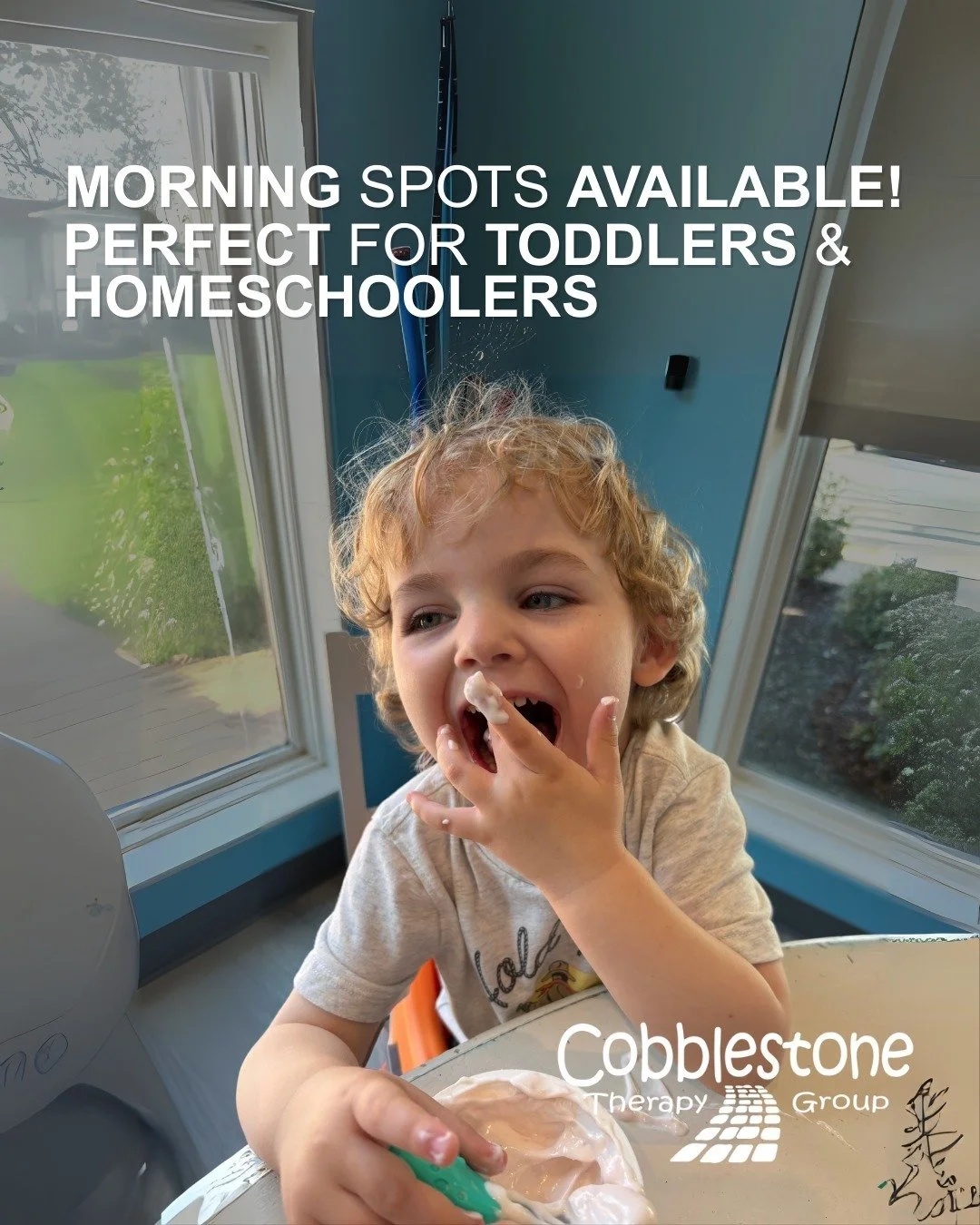 Morning spots now available! 
Did you know little ones often do their best learning early in the day? Whether your toddler thrives on play-based therapy or you&rsquo;re homeschooling and want to build therapy into your routine, our morning sessions a