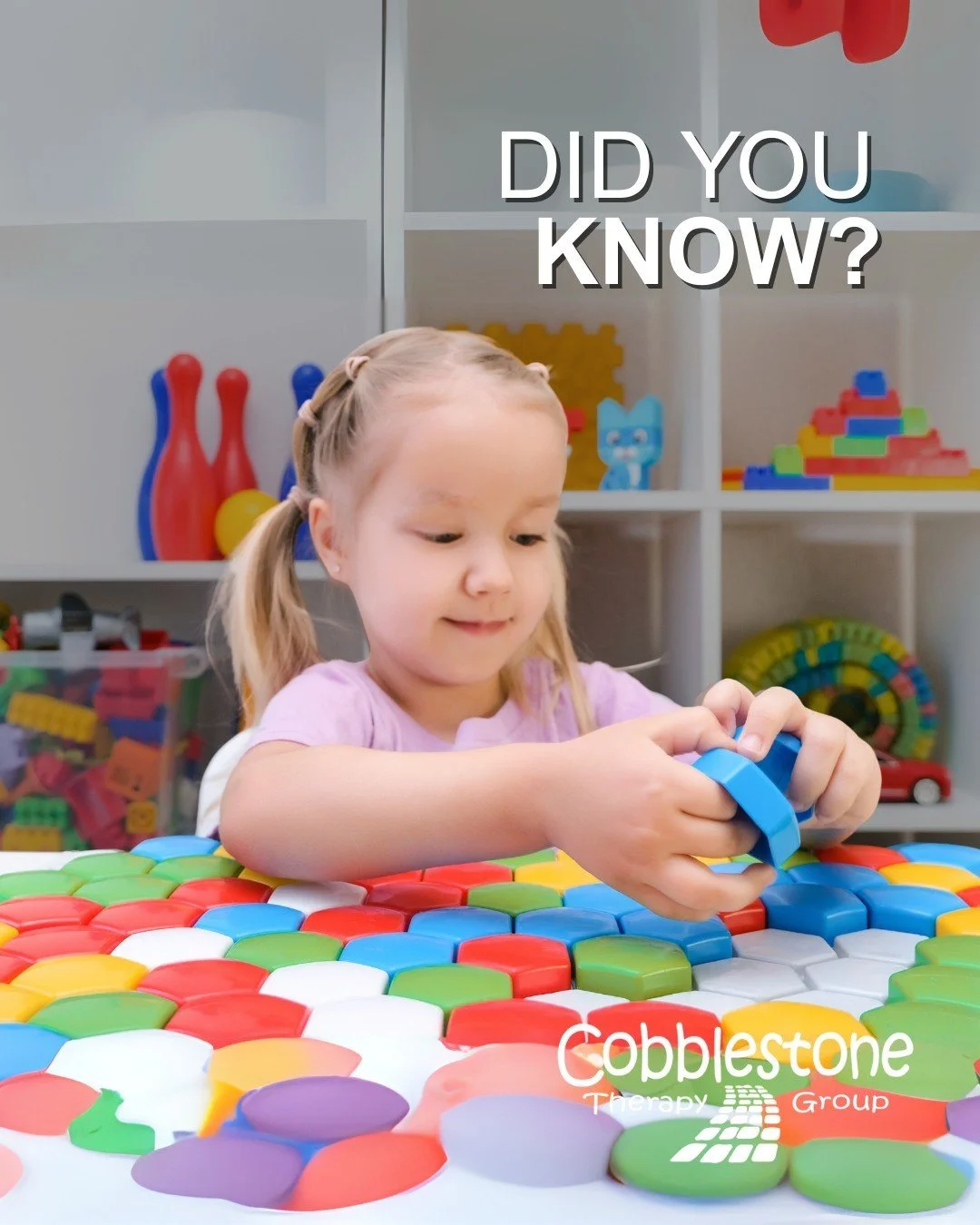 Did You Know?
Play-based therapy is more than just fun, it encourages problem-solving, creativity, and social skills that last a lifetime.

#PlayBasedTherapy #TherapyFun #CobblestoneTherapy #speechtherapy #FeedingTherapy #occupationaltherapy