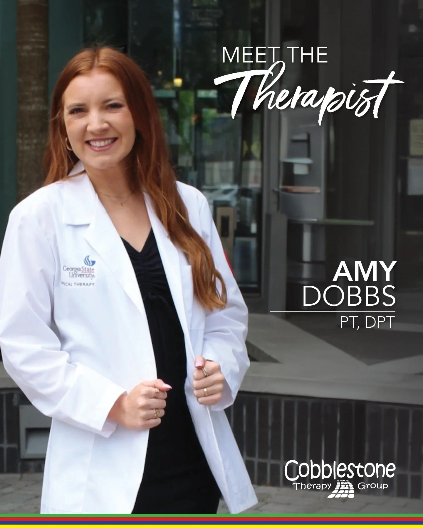We are excited to introduce Amy Dobbs, PT, DPT, a valued member of our Cobblestone Therapy Group team! Amy earned her Bachelor's degree in Exercise and Sport Science from The University of Georgia before going on to complete her Doctorate in Physical
