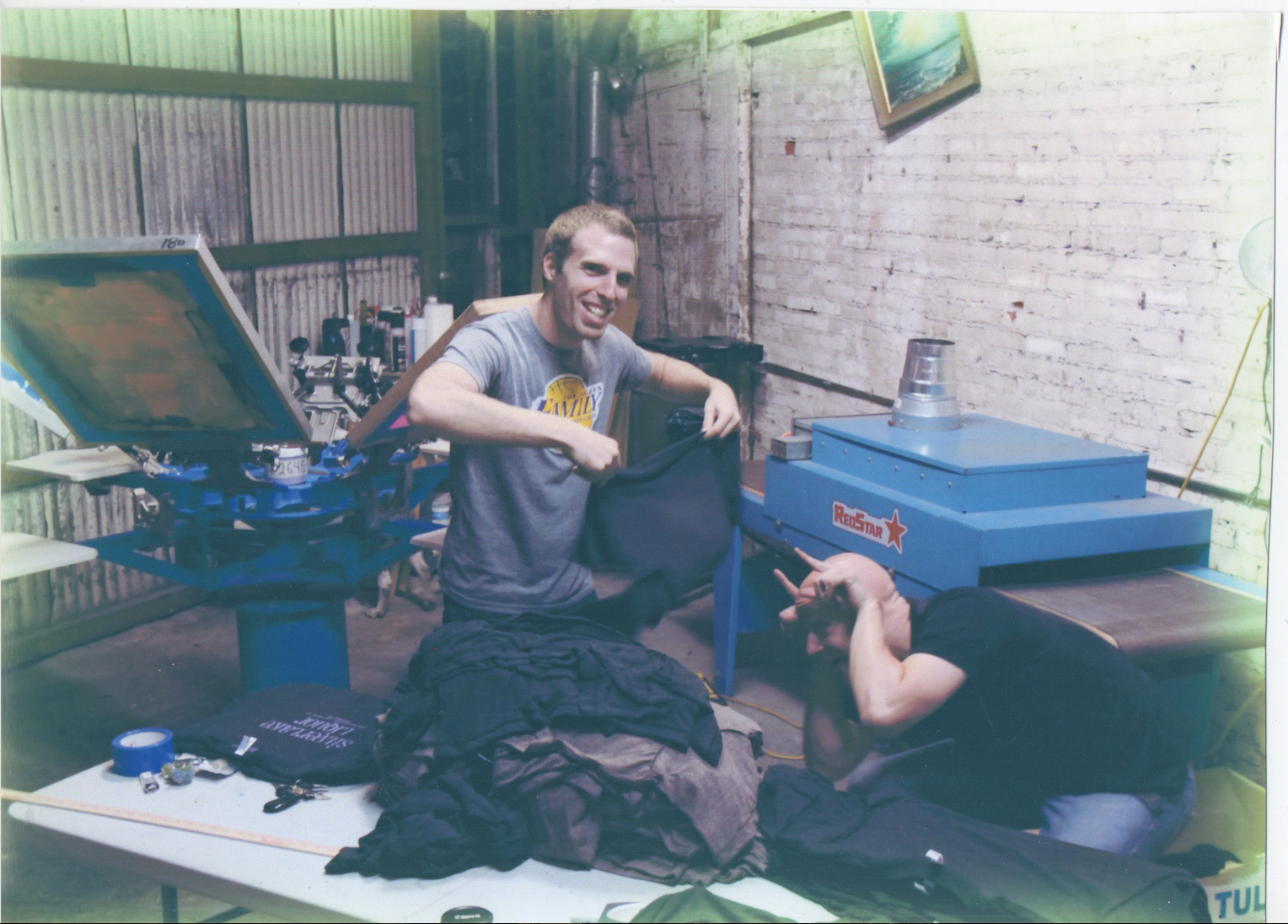 Max (left) and Alex (right) in the first warehouse space they rented in L.A.