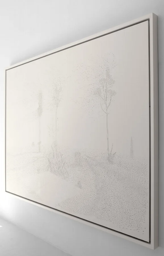 Untitled - MD3 , 2011, enamel on glass mirror, wood frame, 165 x 220 cm