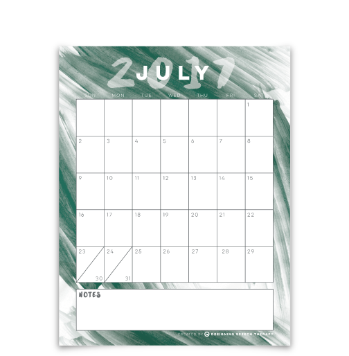 Watercolor Wash Calendar Page