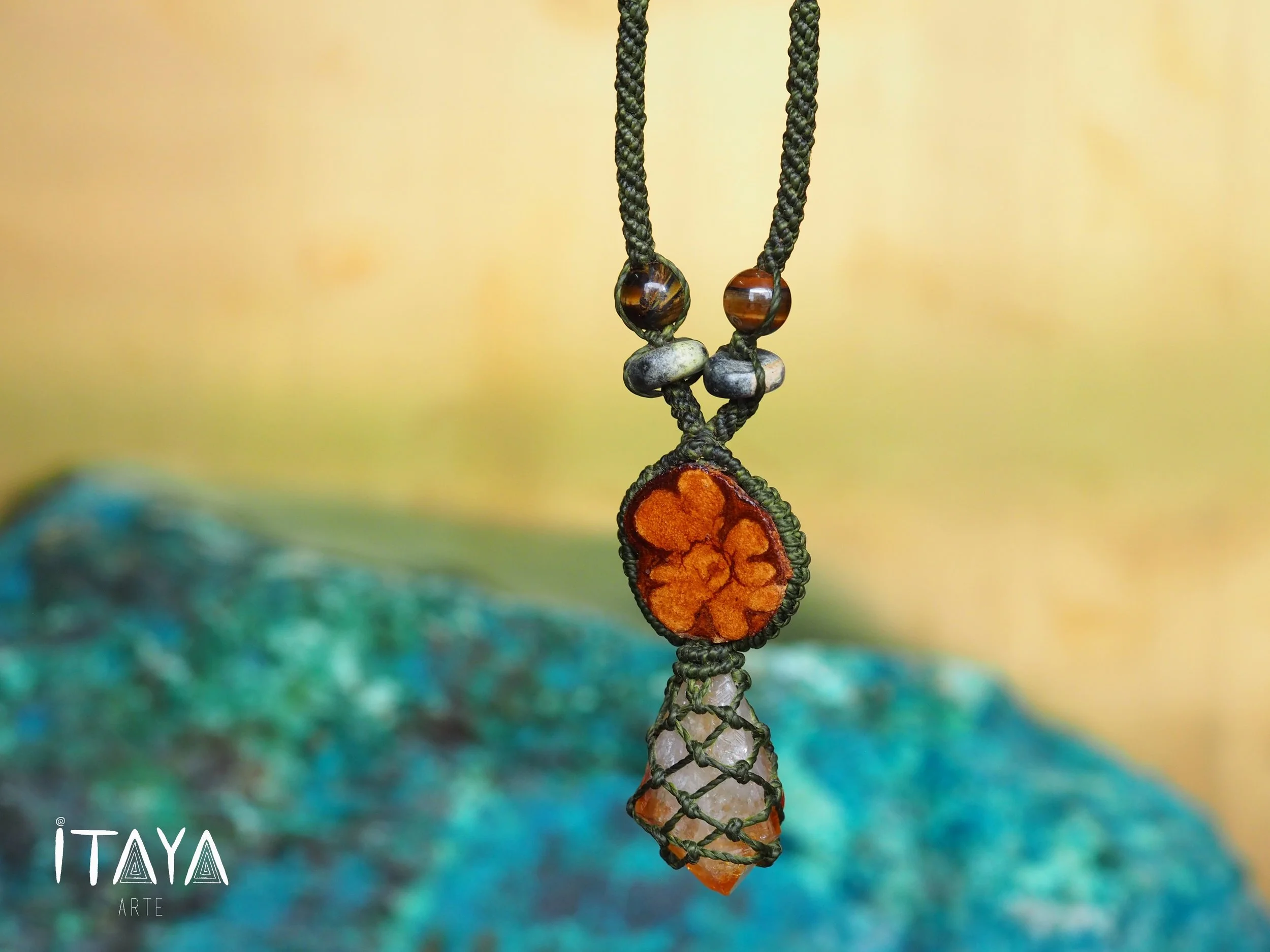 Citrine & Ayahuasca · Macrame Talisman Necklace