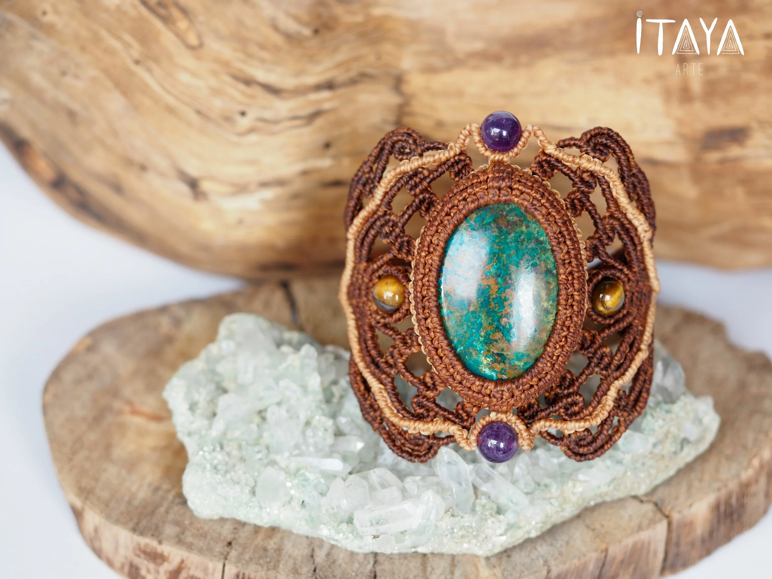 Chrysocolla & Amethyst · Macrame Bracelet