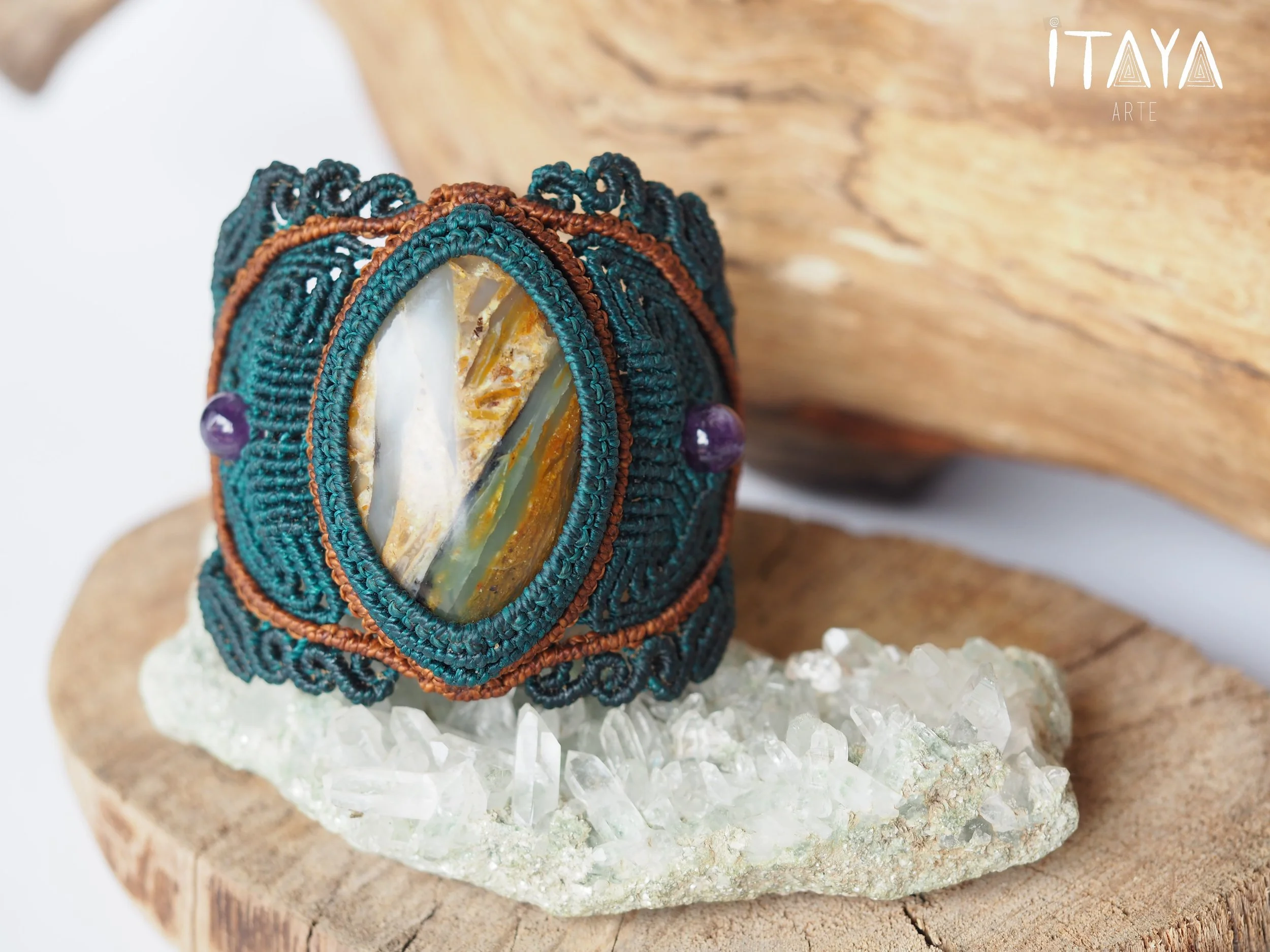 Andean Opal & Amethyst · Macrame Bracelet