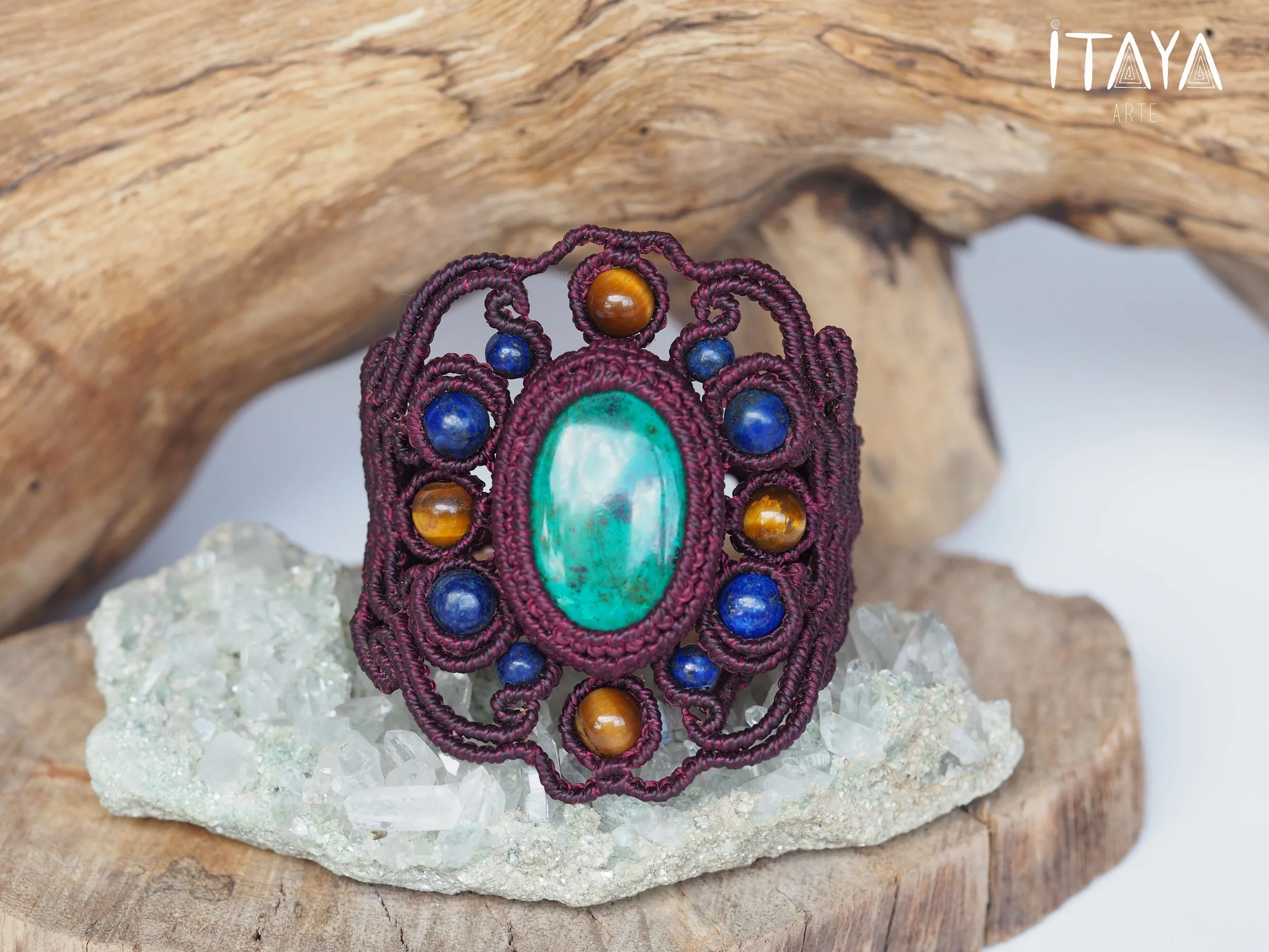 Chrysocolla & Lapis Lazuli · Macrame Bracelet