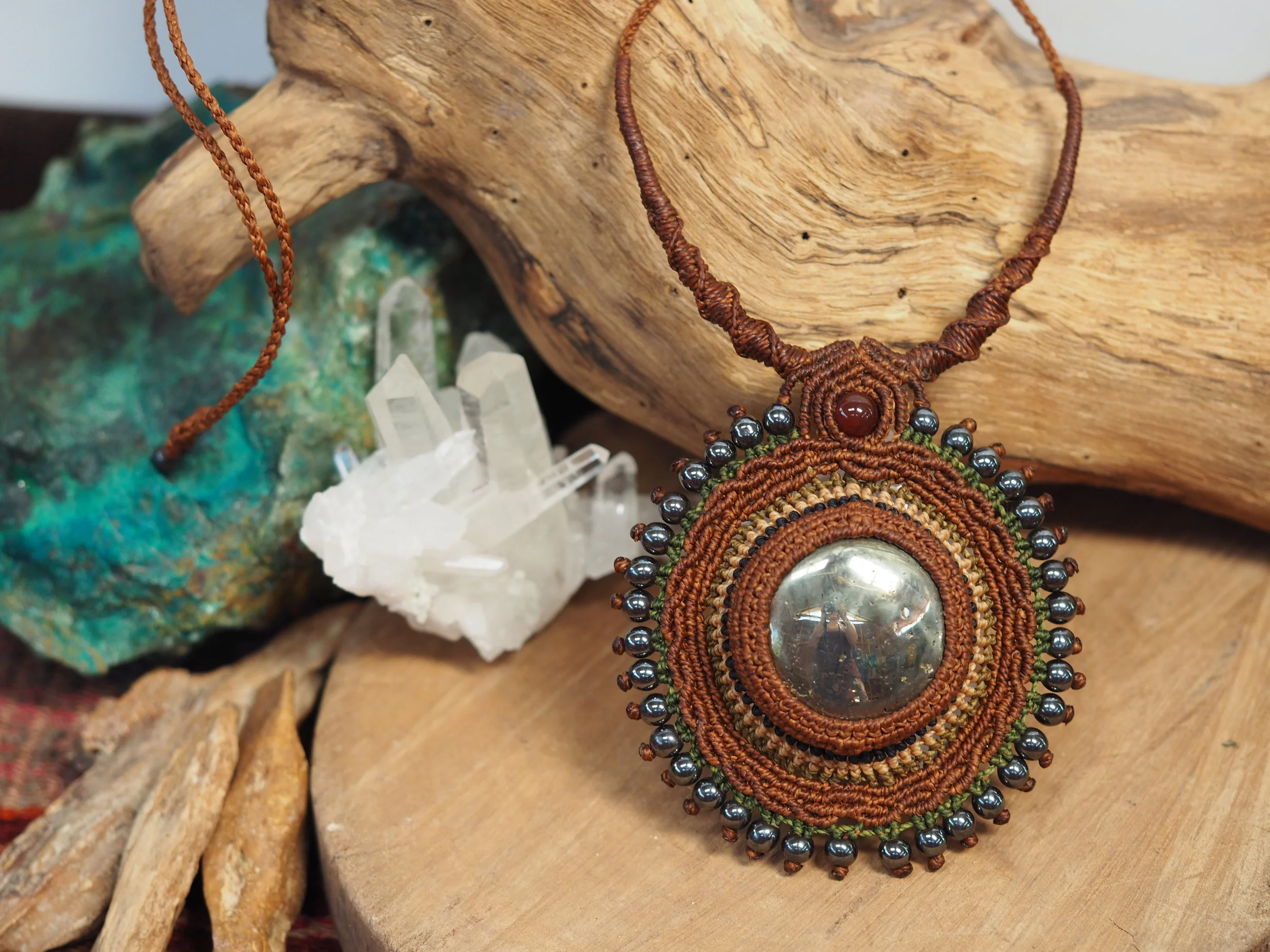 Pyrite · Macrame Necklace