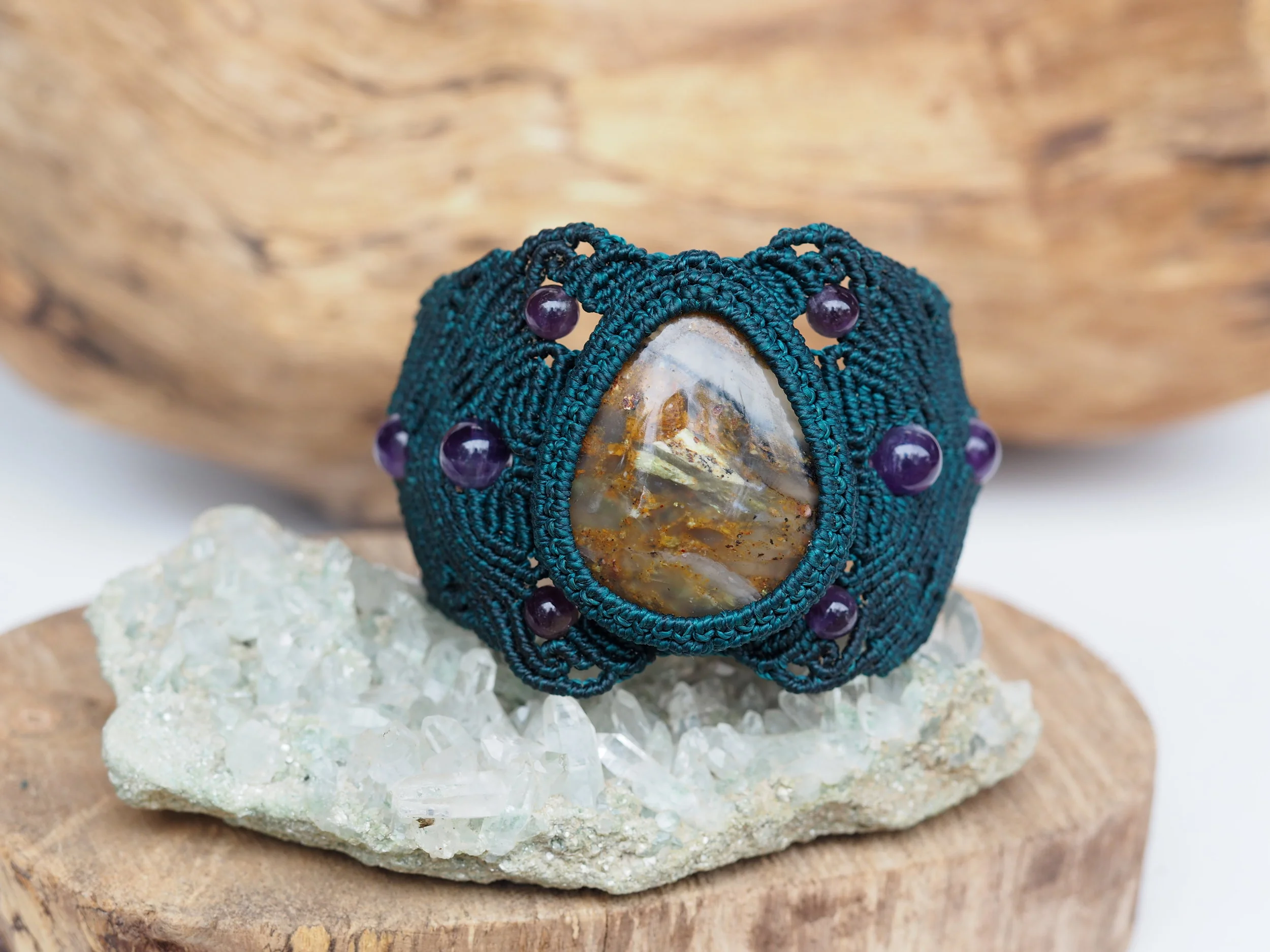 Andean Opal & Amethyst · Macrame Bracelet