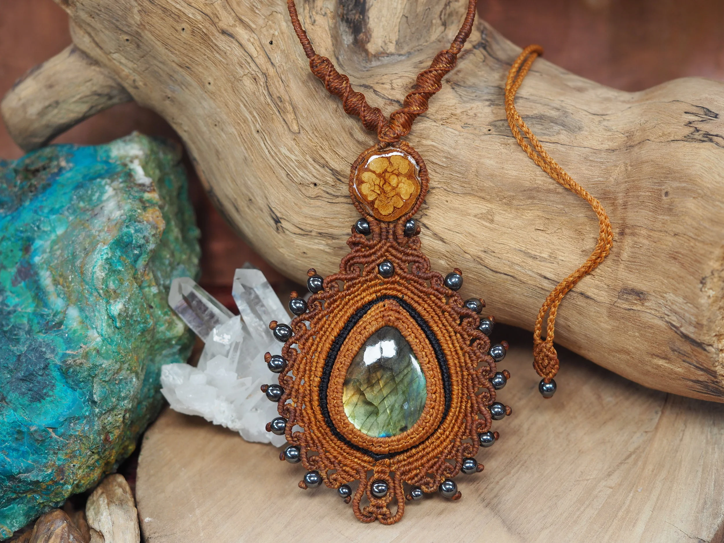 Labradorite &amp; Ayahuasca · Macrame Necklace