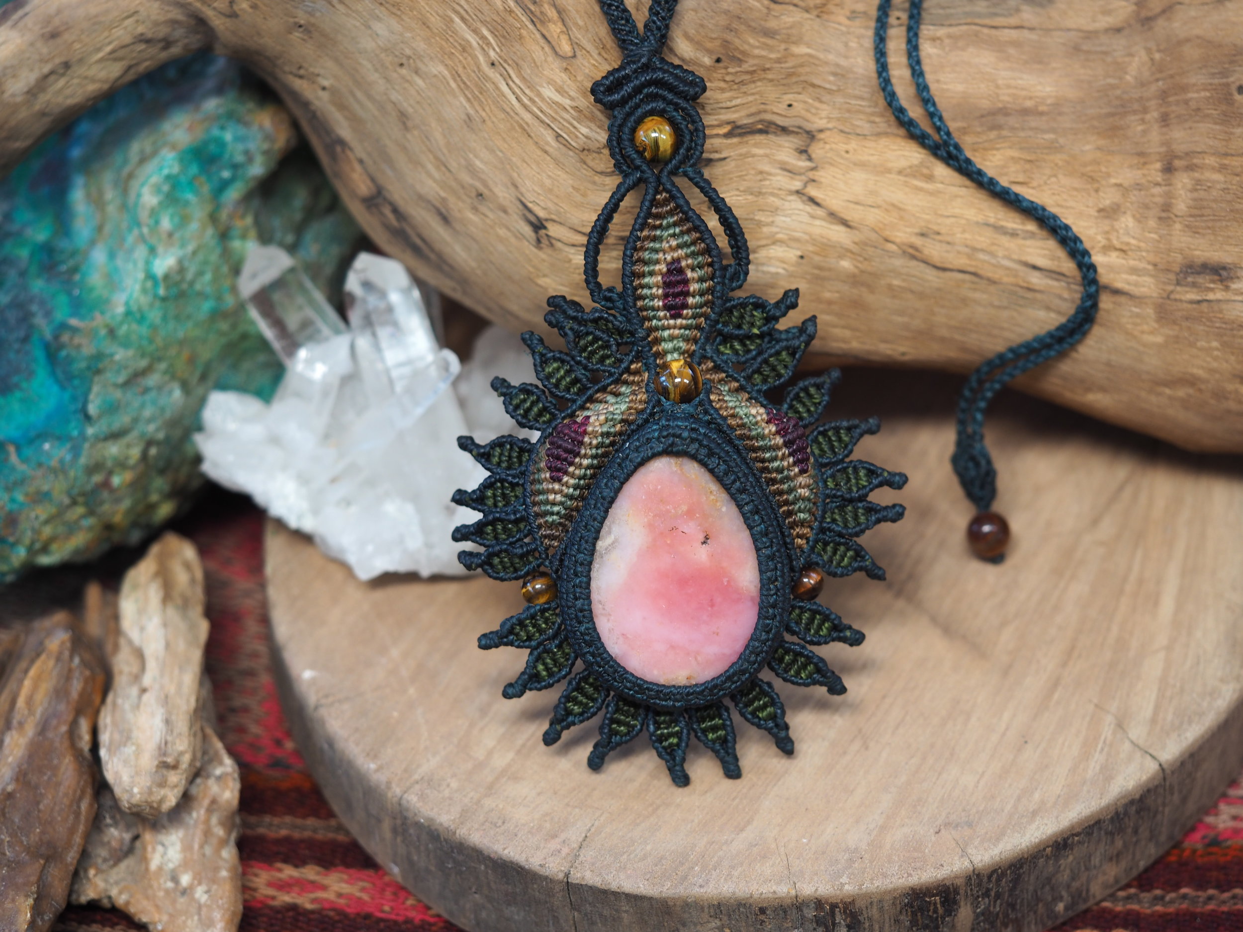 Pink Opal SACHA SISA · Macrame Necklace