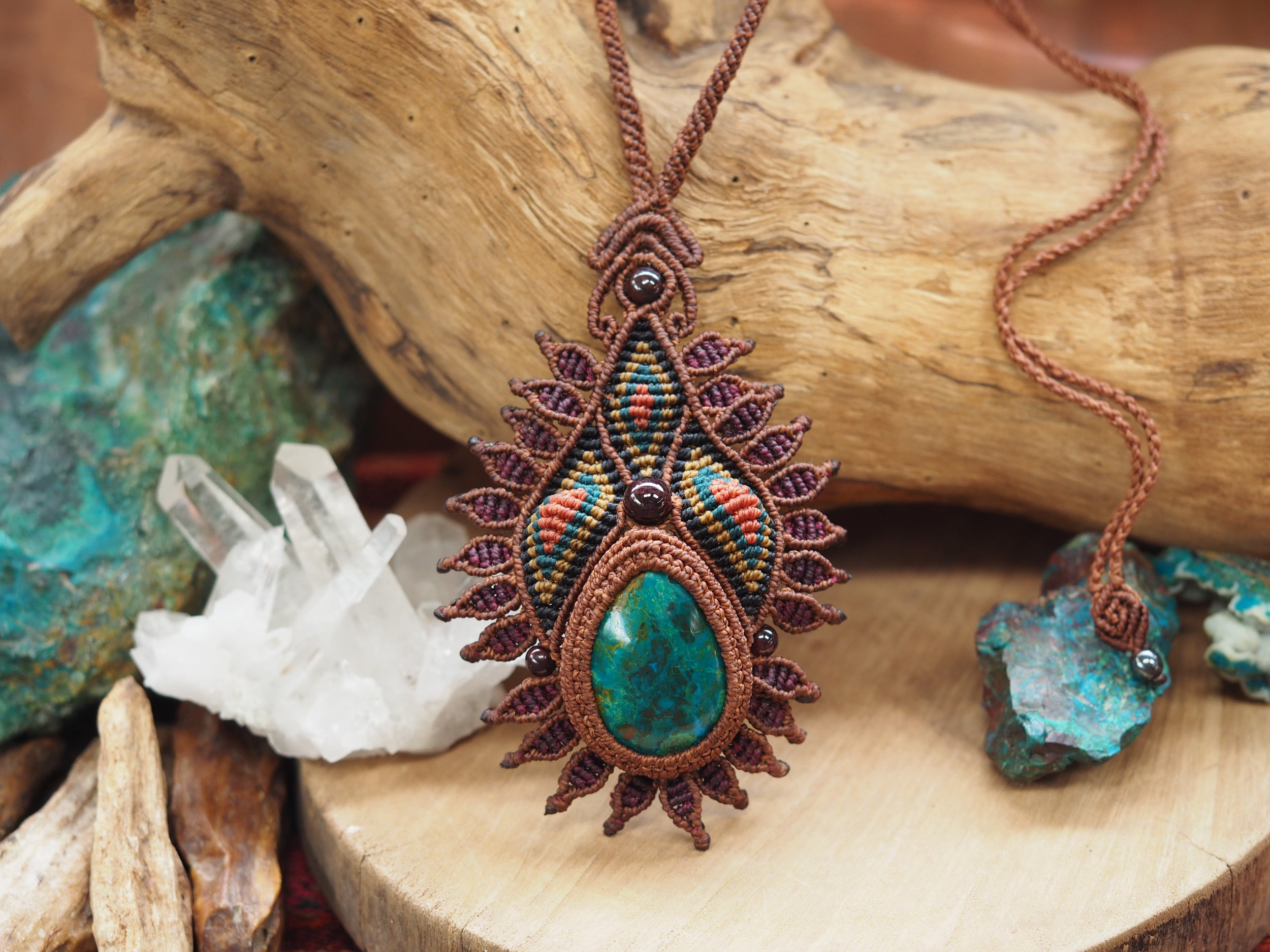 Turquoise Chrysocolla SACHA SISA · Macrame Necklace