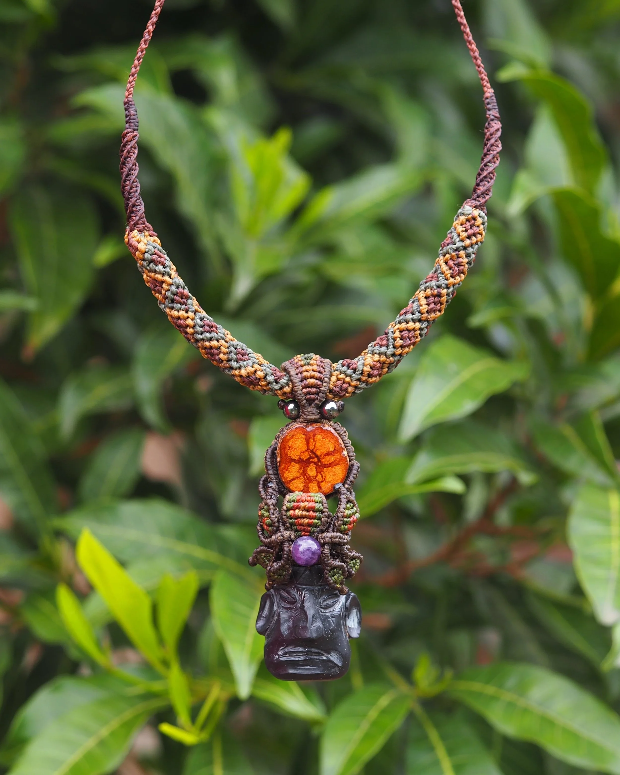 🍃 SELVA Onyx Warrior · Macrame Necklace
