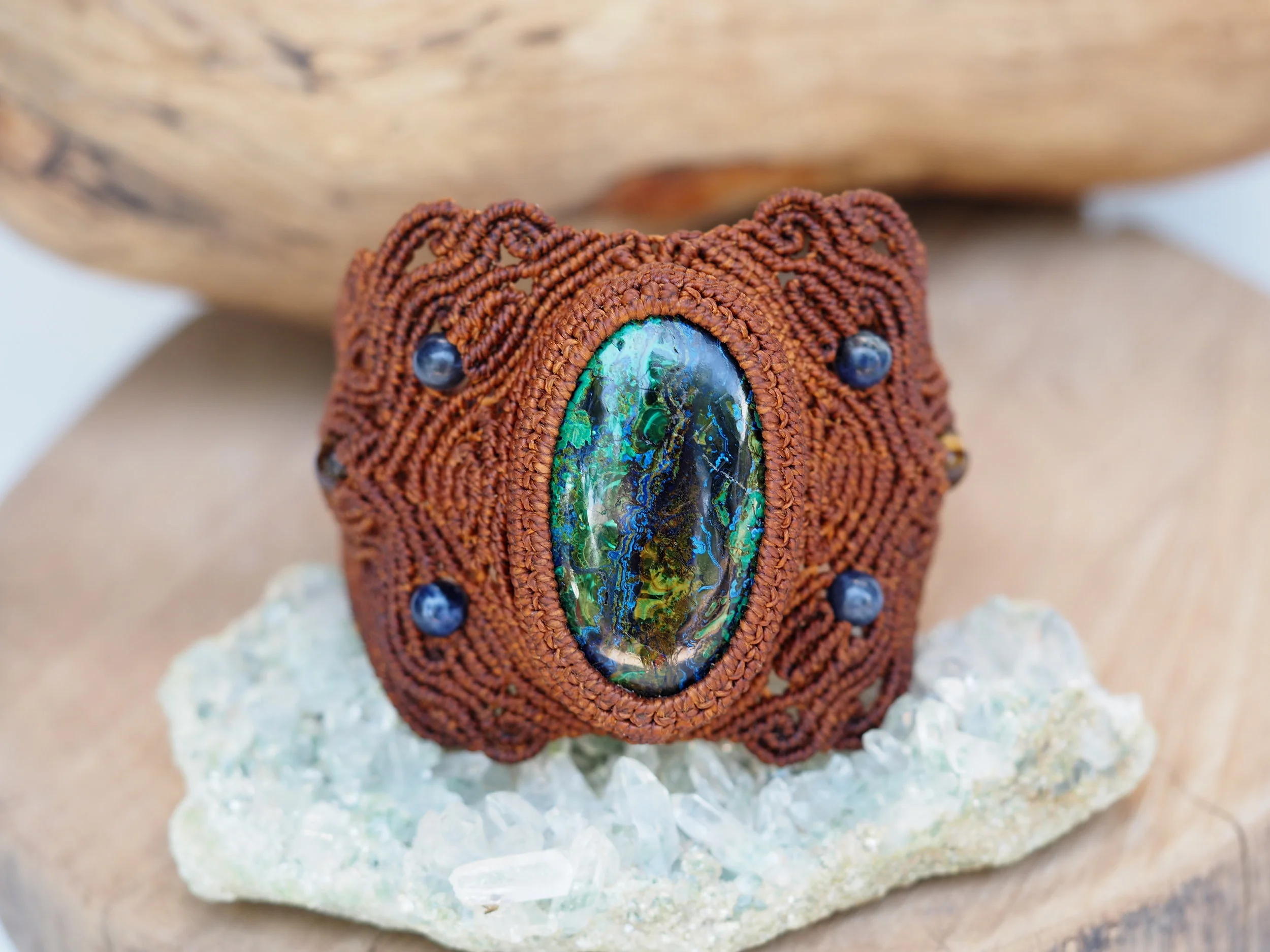 Azurite with Malachite · Macrame Bracelet