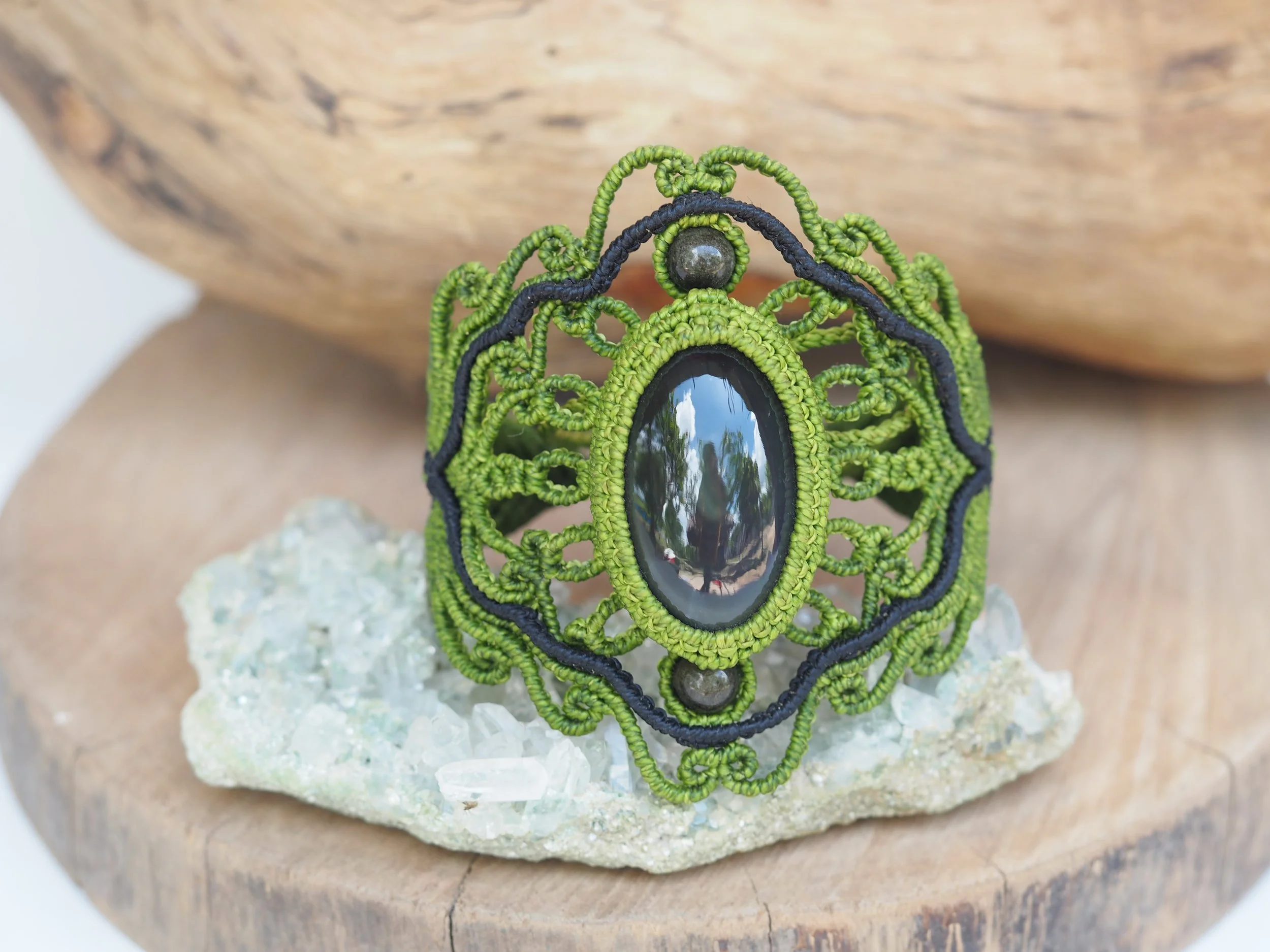 Rainbow Obsidian · Macrame Bracelet