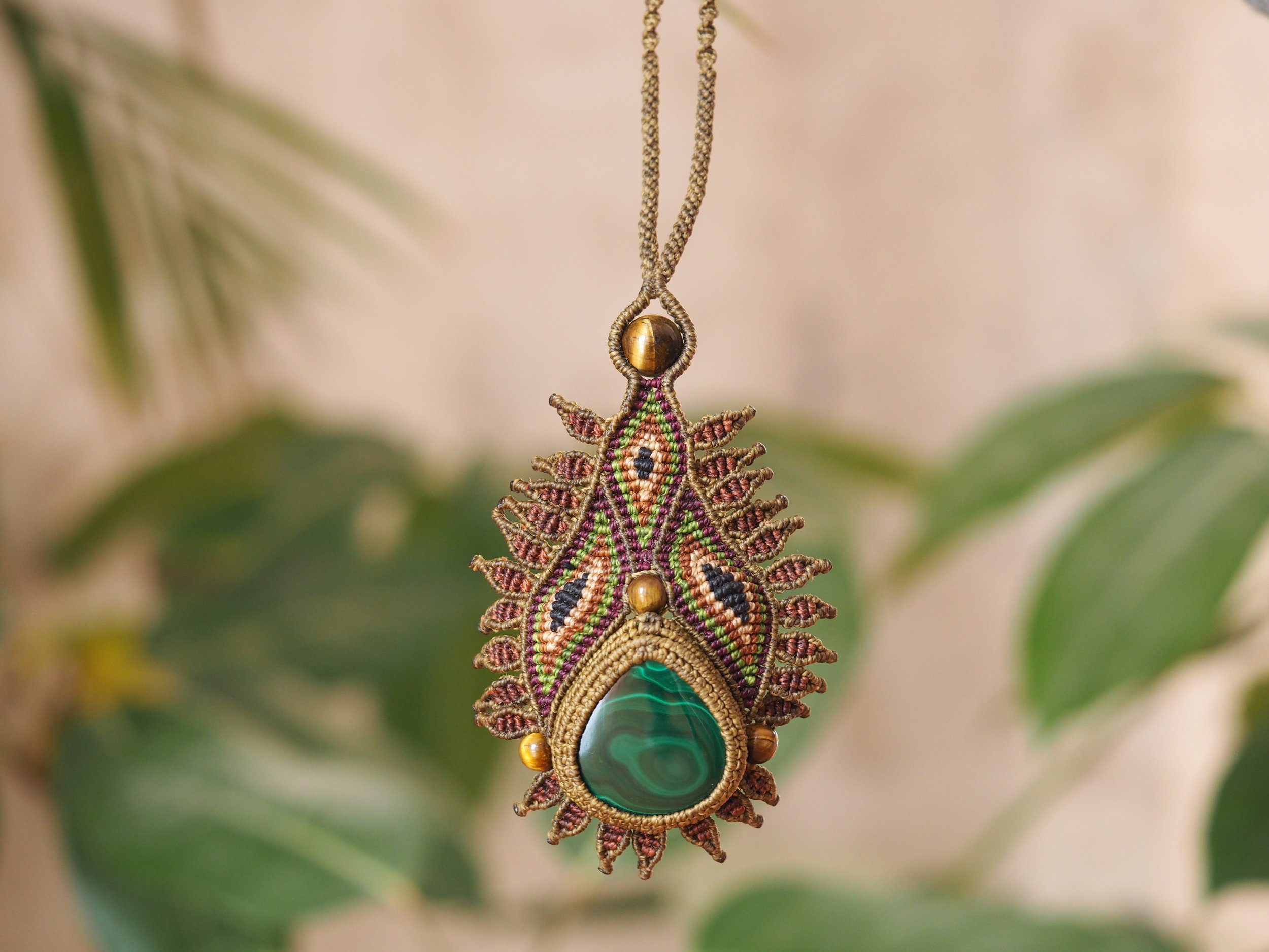 Malachite SACHA SISA · Macrame Necklace