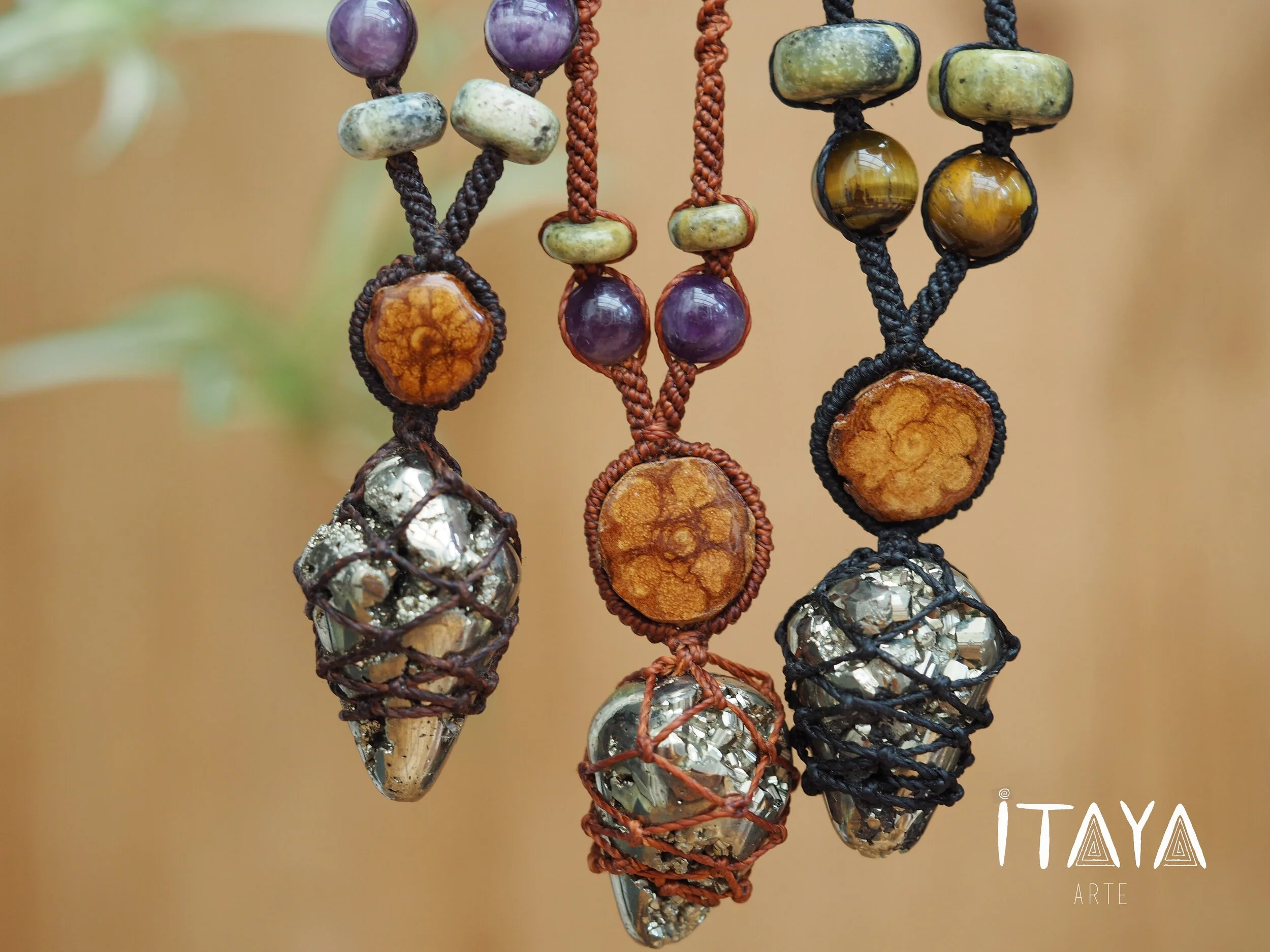 Pyrite &amp; Ayahuasca · Macrame Talisman Necklaces