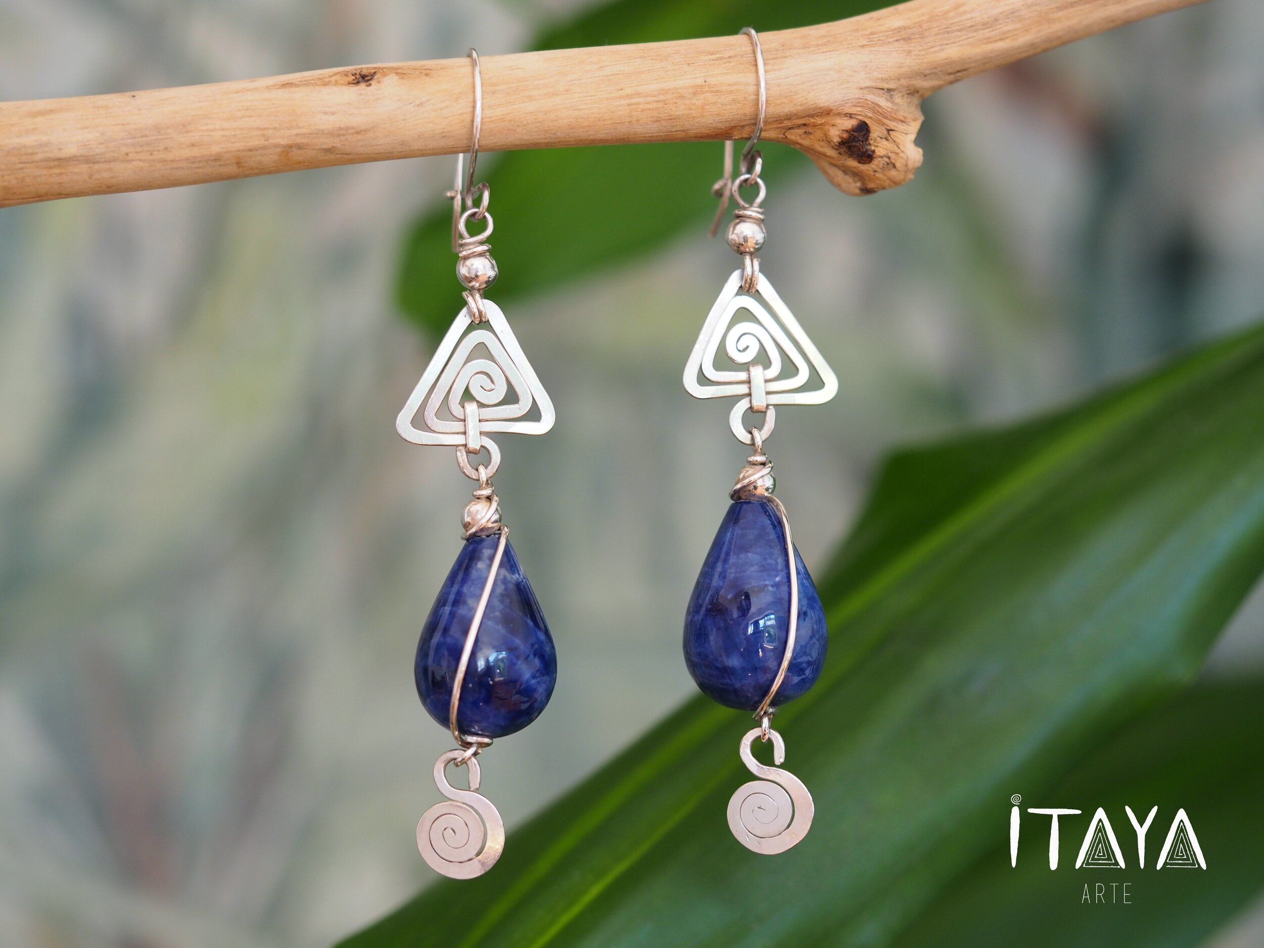 Sodalite Teardrop · Silver Earrings