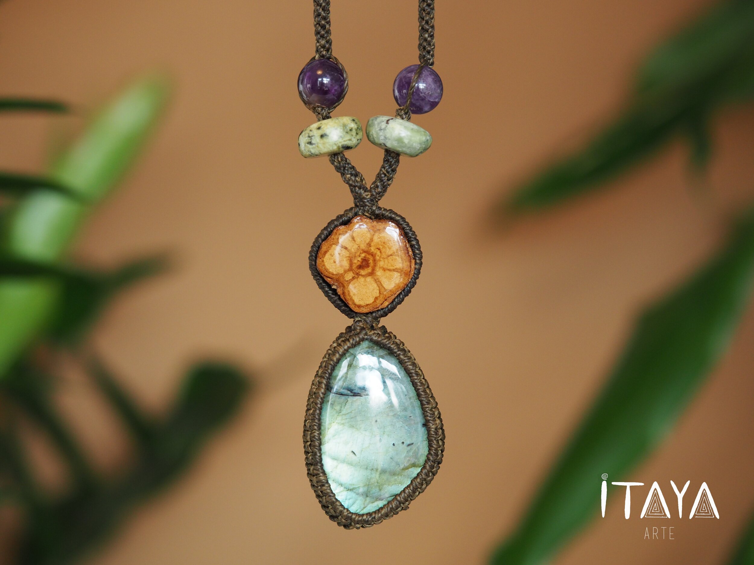 Labradorite & Ayahuasca · Macrame Talisman Necklace