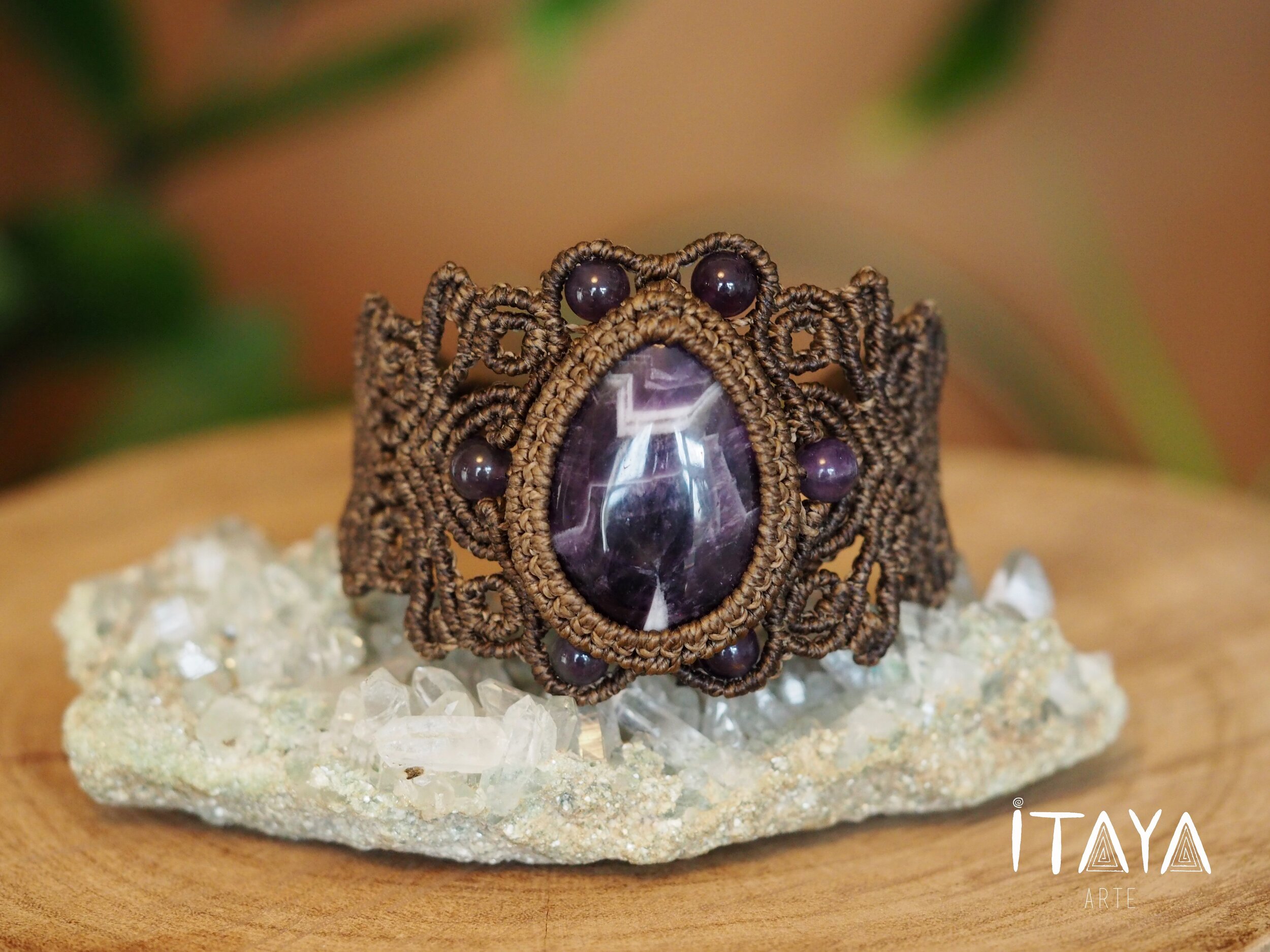 Chevron Amethyst · Macrame Bracelet