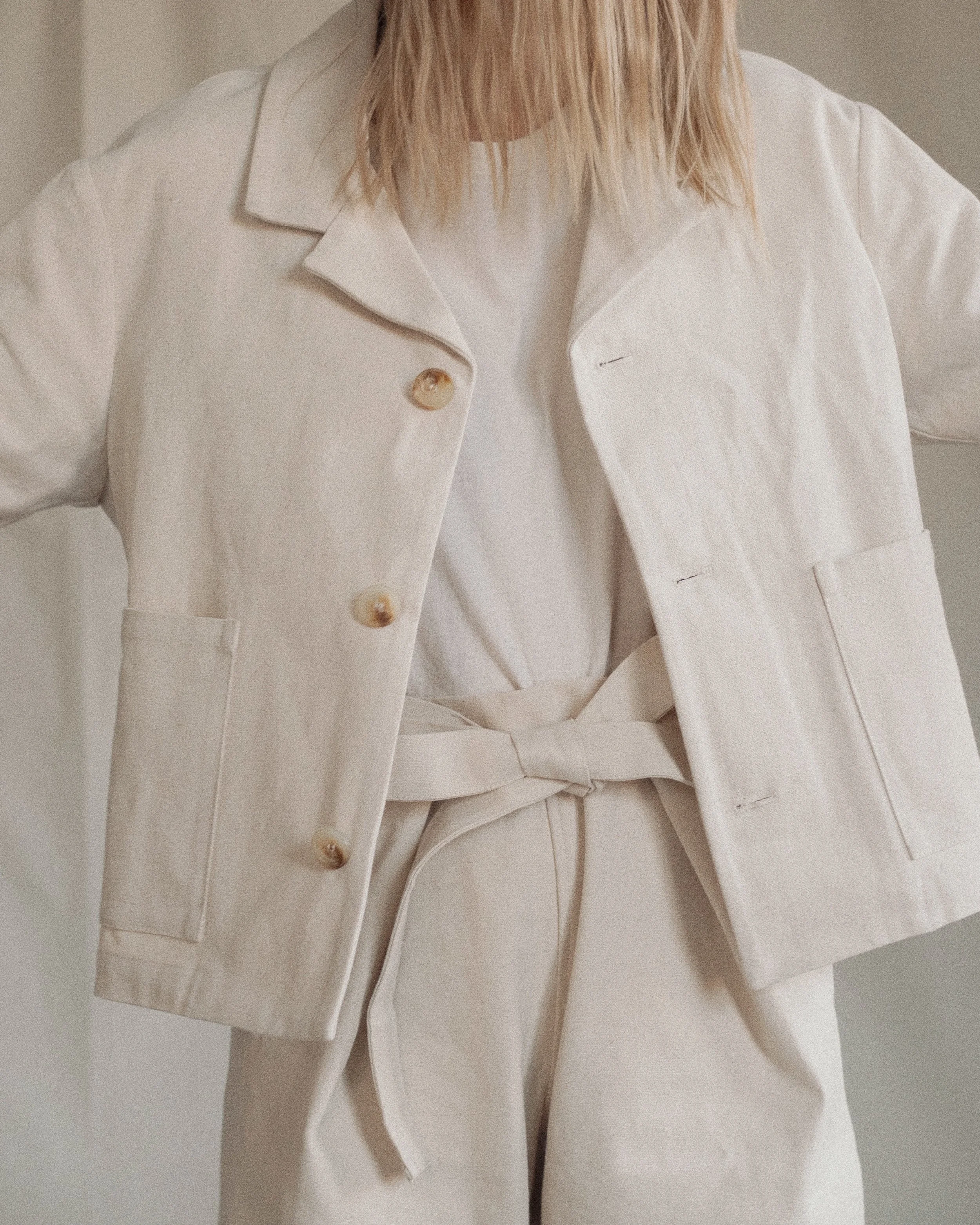 short cream coat