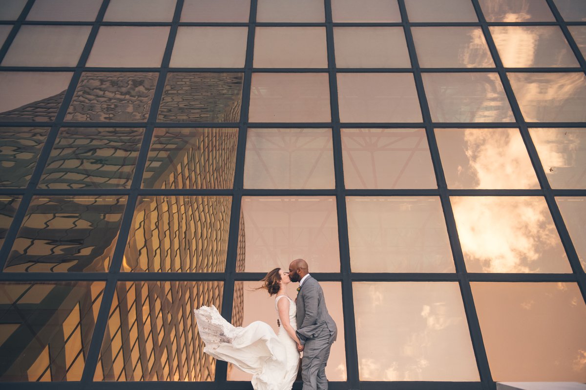   Wedding portrait captured in Detroit by a Detroit wedding photographer, showing an intimate moment between the couple.  