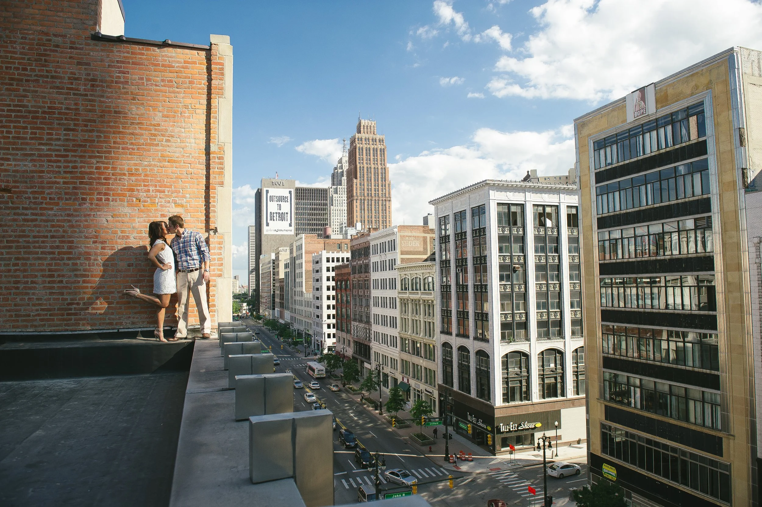   Wedding party celebrating in Detroit, captured by a Detroit wedding photographer.  
