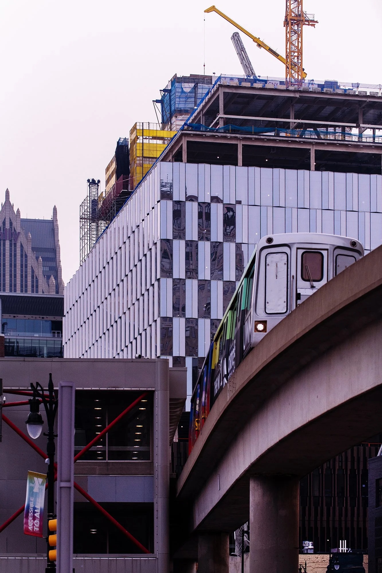  Wide urban shot of Hudson’s Detroit in Detroit for Bedrock’s SHoP Architects project. 