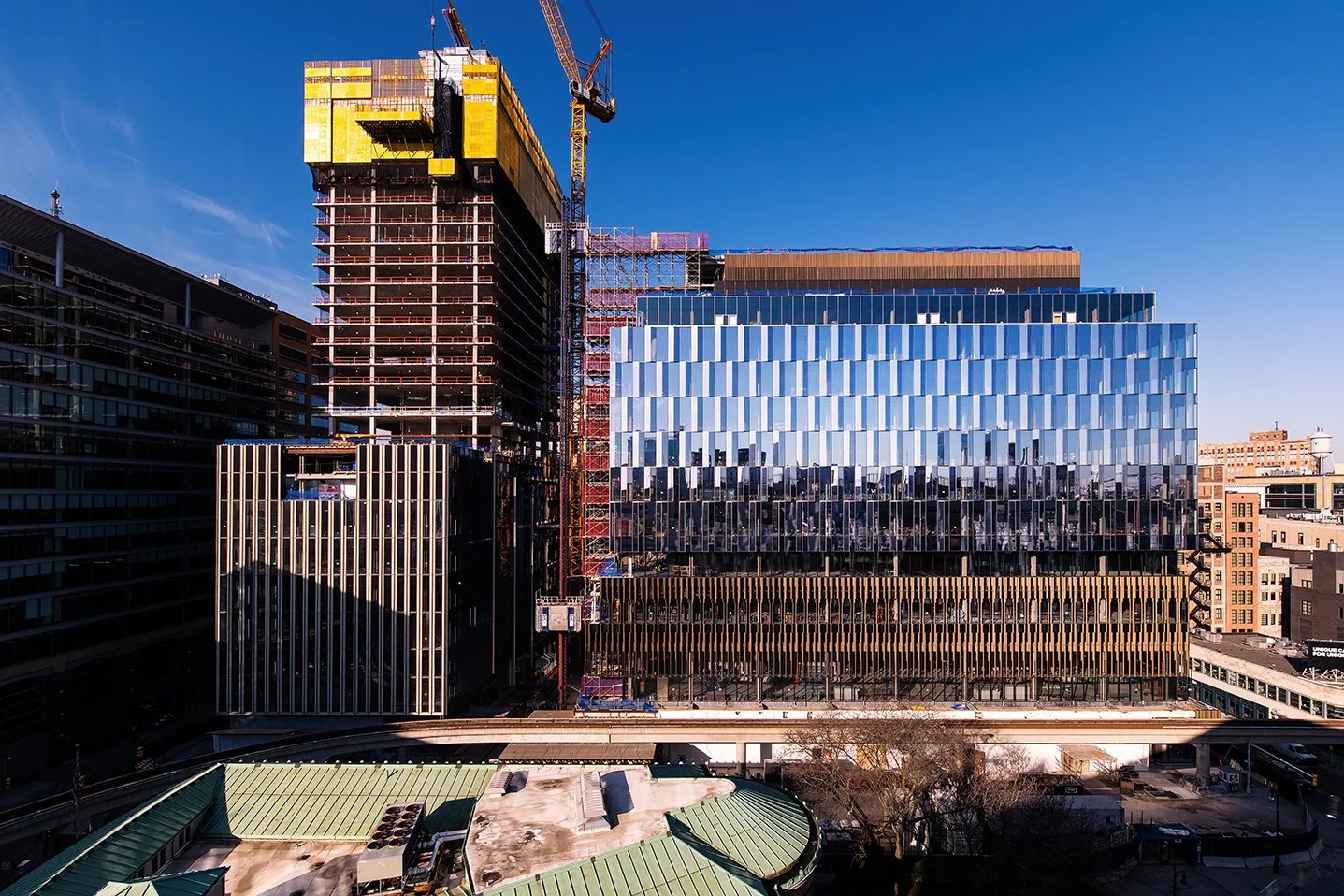  Construction activity at Hudson’s Detroit in downtown Detroit by SHoP Architects and Bedrock. 