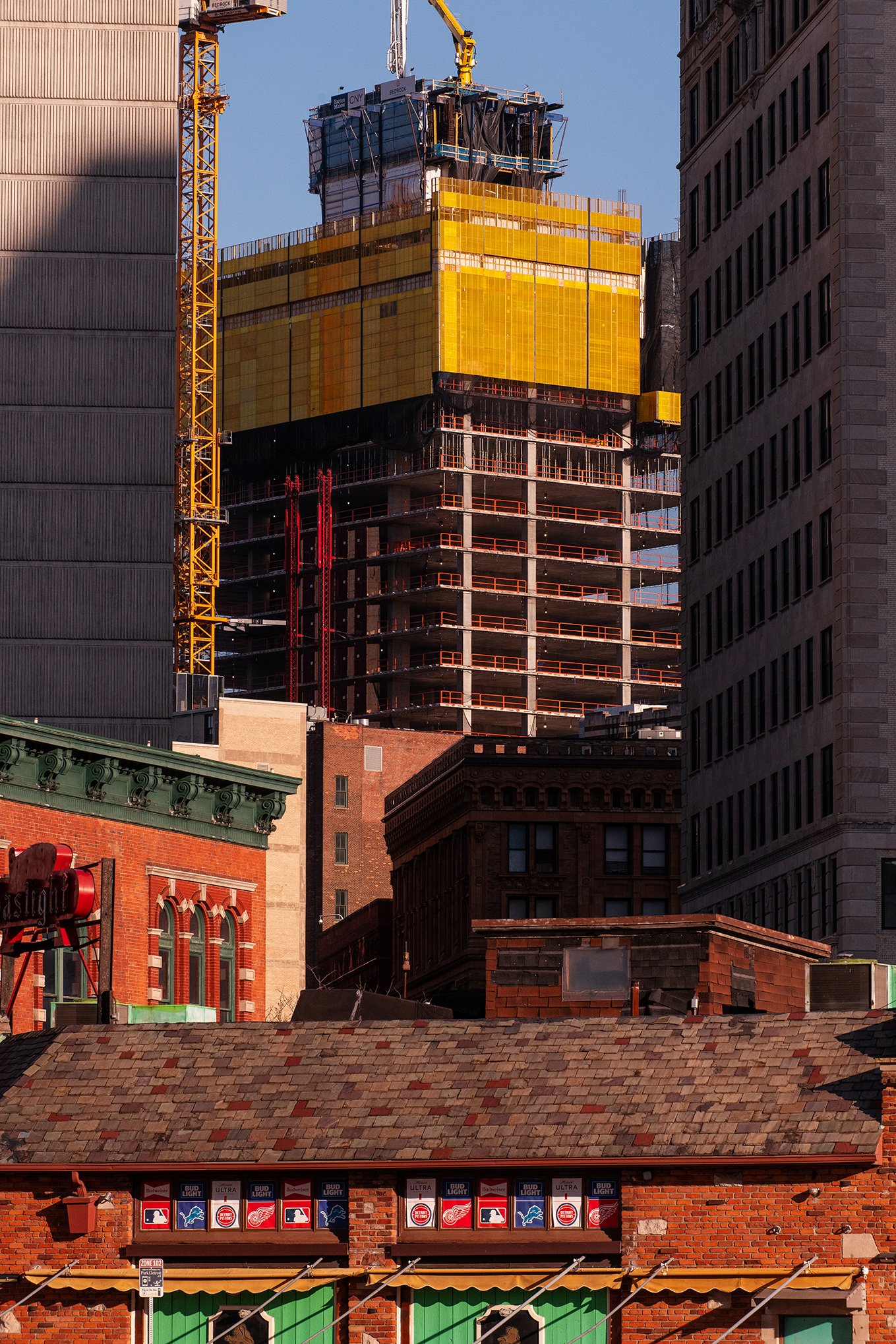  Hudson’s Detroit façade detail in Detroit, a Bedrock development by SHoP Architects. 