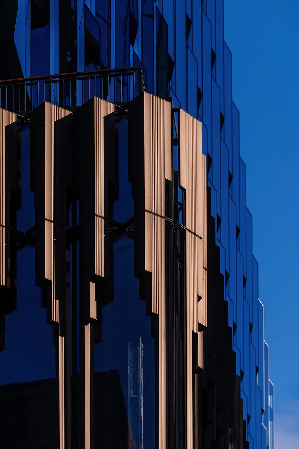  Street-level architectural photograph of Hudson’s Detroit in Detroit for Bedrock. 